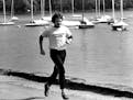 Lake Harriet . . . Steve Hoag, runner in city of Lakes marathon . . . for outdoors cover on marathon. Donald Black, Minneapolis Star Tribune