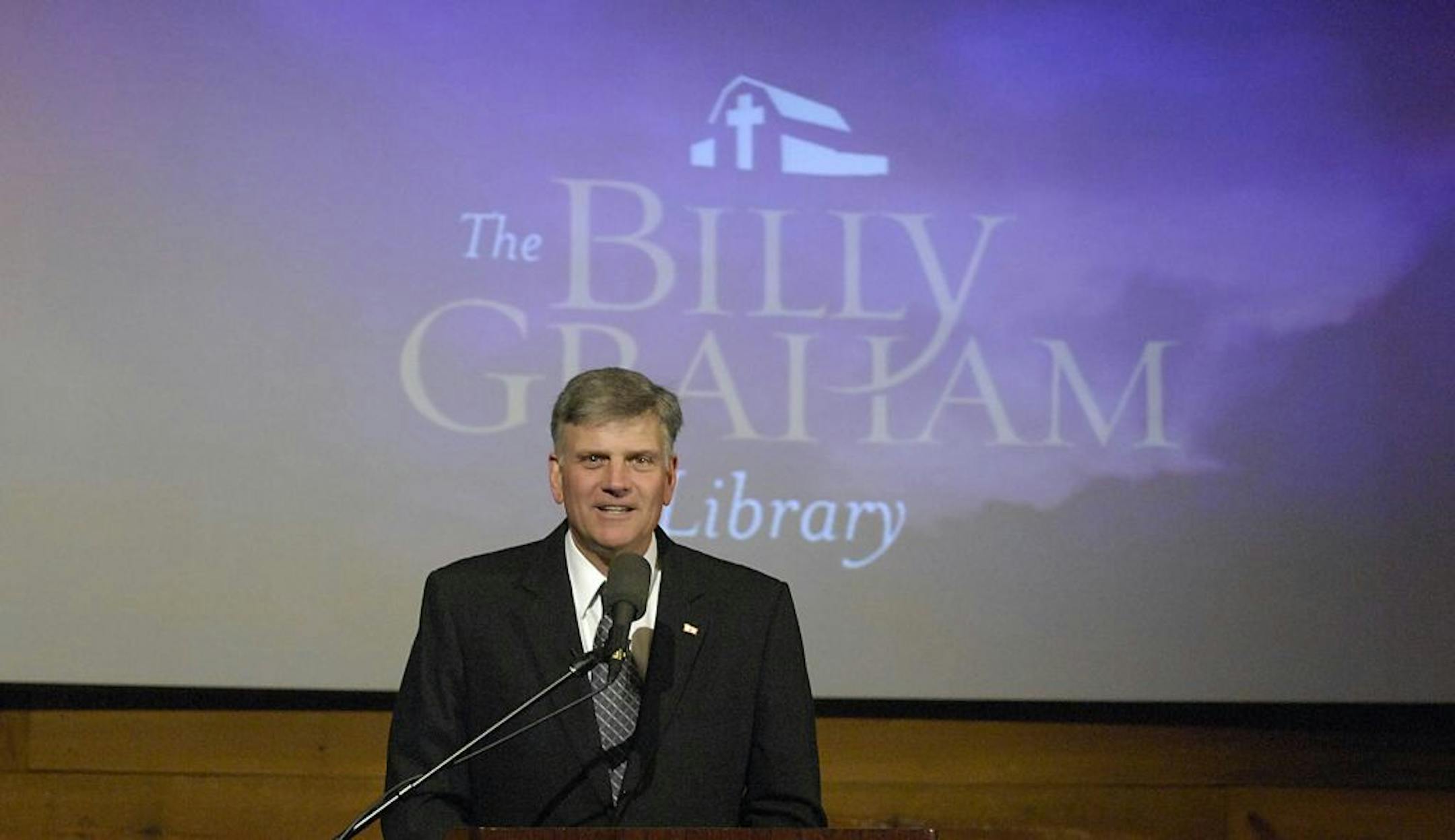 Franklin Graham speaks at the reopening ceremony for the Billy Graham Library in Charlotte, N.C., on April 20, 2010.