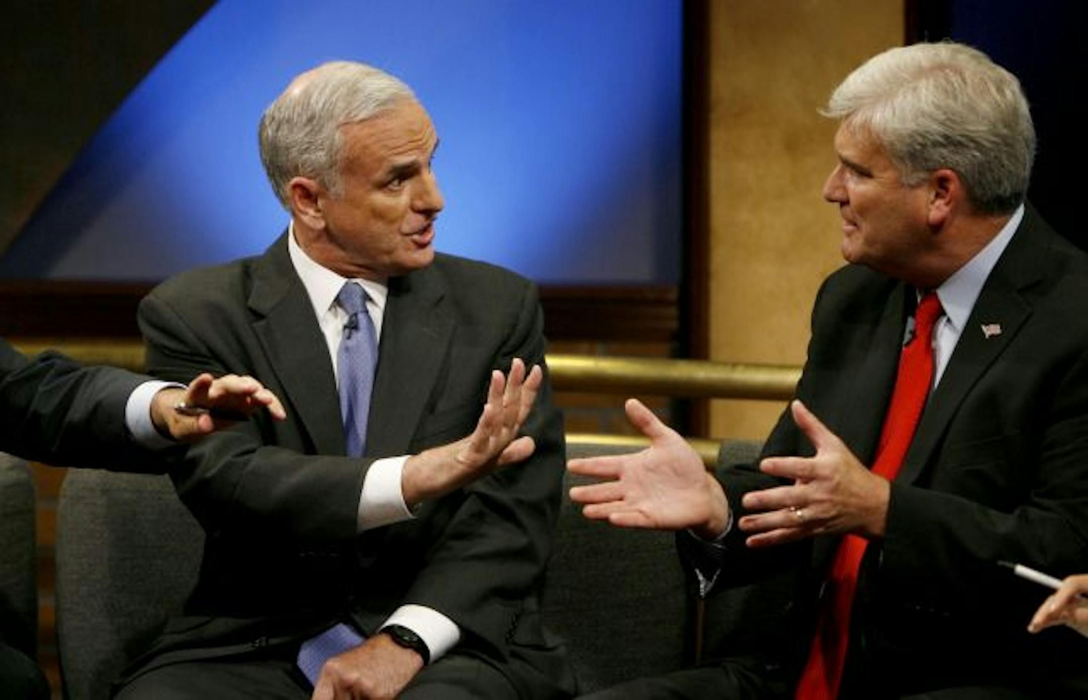 Mark Dayton, left, and Tom Emmer
