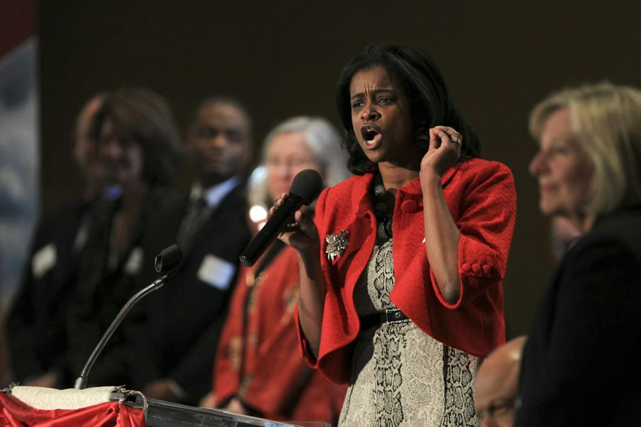 Feb. 12, 2012: Joy Marsh Stephens spoke at a community event that brought together faith leaders, Gov. Mark Dayton, Metropolitan Council Chair Susan Haigh, members of the Metropolitan Council, and more than 60 public and elected officials to discuss the council's role in dealing with the racial and economic disparities in employment, income, health and education found throughout our region.
