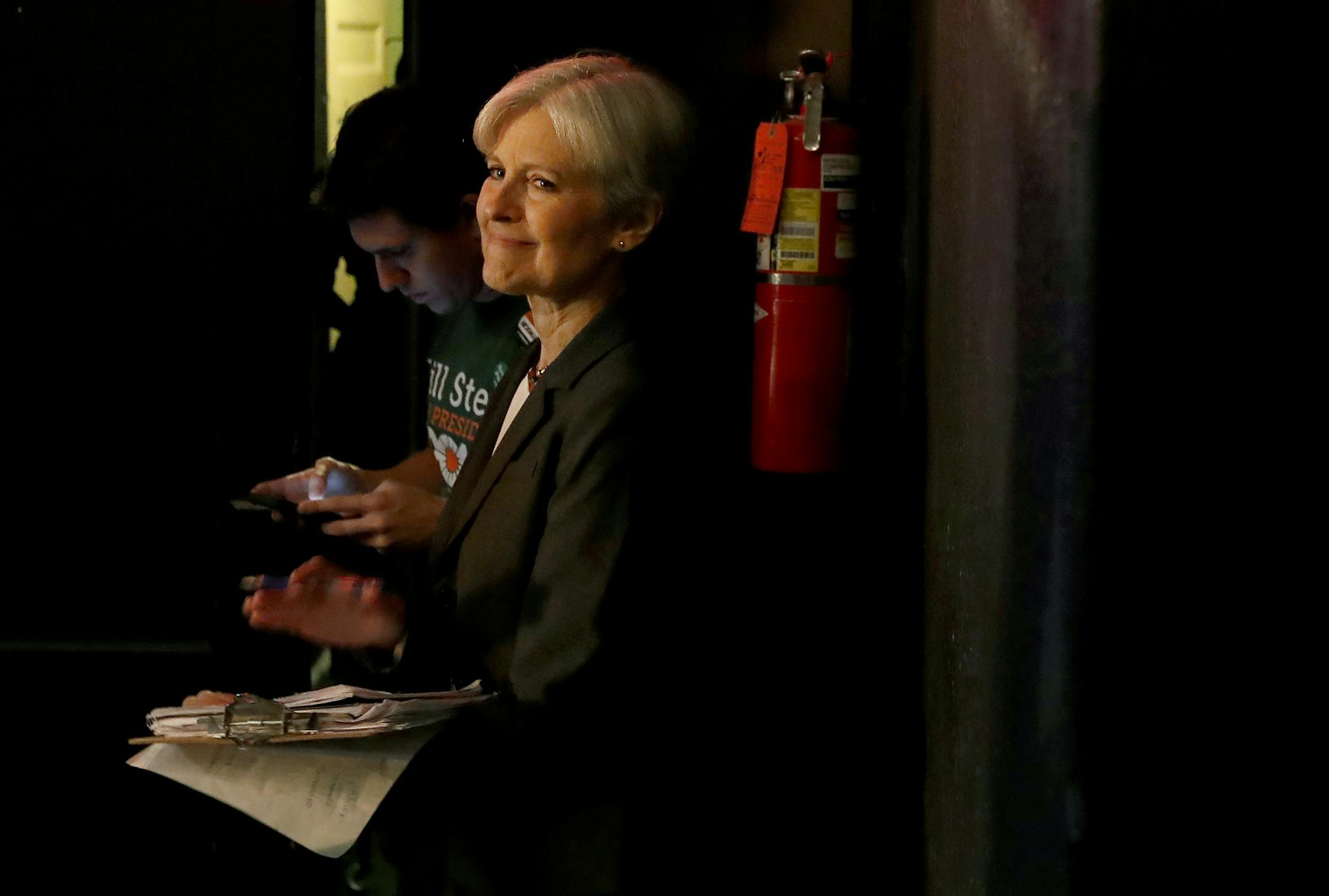 Green Party presidential candidate Jill Stein waited to be introduced at a community conversation held at the Capri Theater in Minneapolis. ] CARLOS GONZALEZ cgonzalez@startribune.com - August 16, 2016, Minneapolis, MN, Capri Theater, Green Party presidential candidate Jill Stein will participate in a community conversation hosted by Neighborhoods Organizing for Change to discuss disparities facing black Minnesotans and Americans.