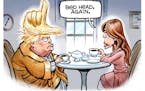 Sack cartoon: Trump's bed head