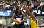 New York Liberty's Tina Charles #31 in action against the Los Angeles Sparks during a WNBA basketball game, Saturday, July 20, 2019, in White Plains, 