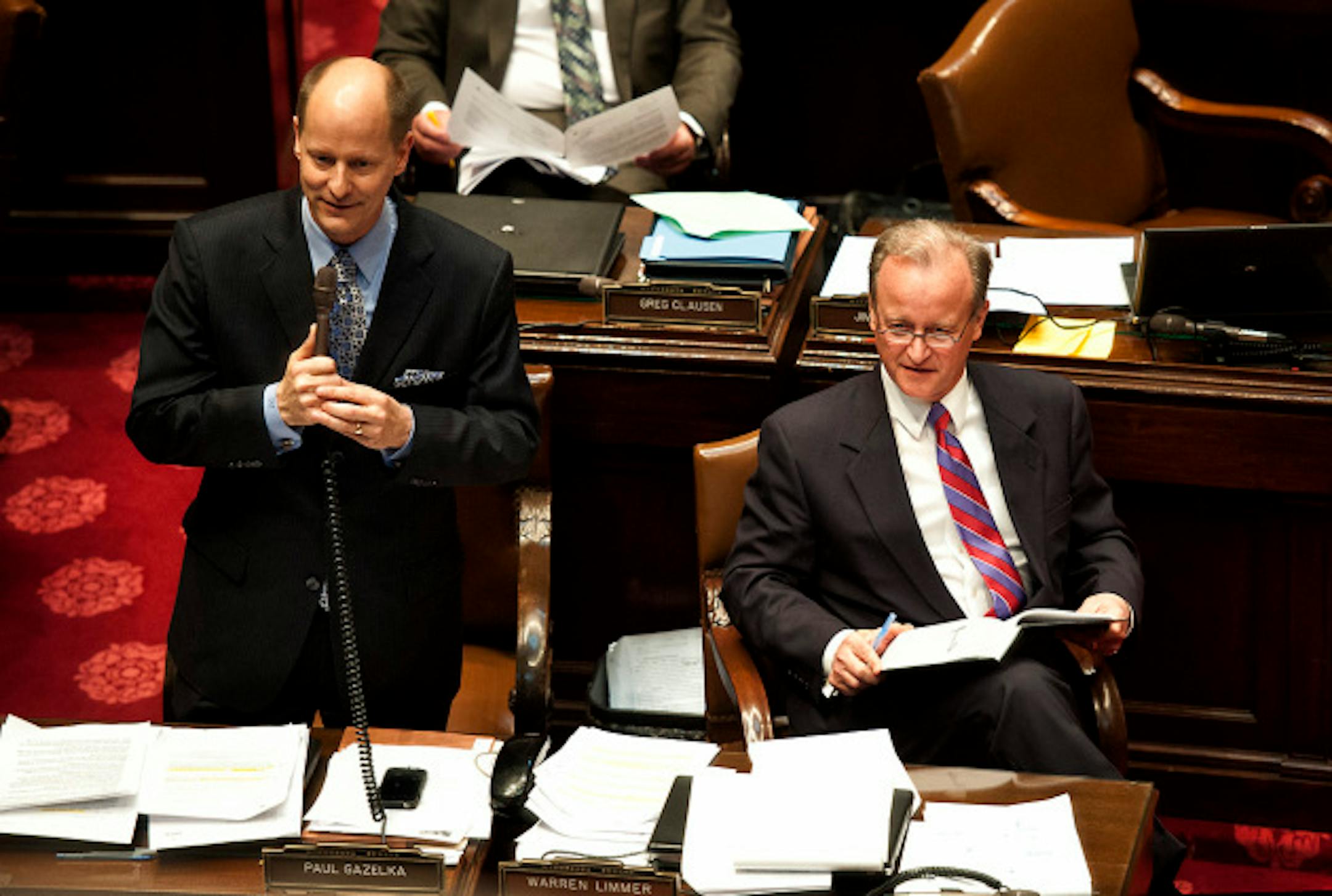 Republican Senators Paul Gazelka and Warren Limmer offered amendments and debate in opposition to the marriage bill.    Marriage debate will start in the Senate.  Monday, May 13, 2013    ]   GLEN STUBBE * gstubbe@startribune.com
