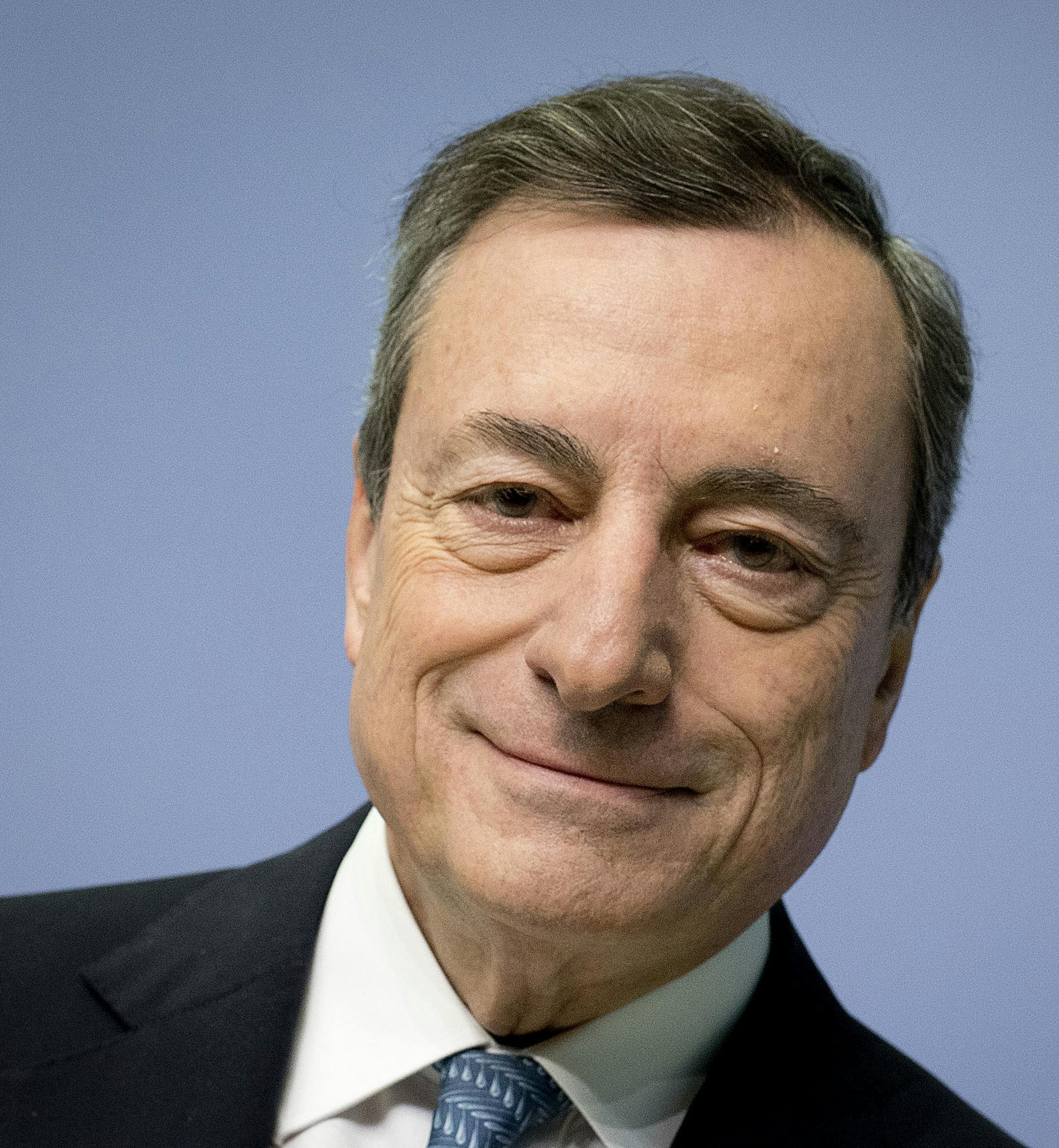 The President of the European Central Bank Mario Draghi waits for the beginning of a press conference following a meeting of the governing council in Frankfurt, Germany, Thursday, Dec. 13, 2018. (AP Photo/Michael Probst) ORG XMIT: PFRA102