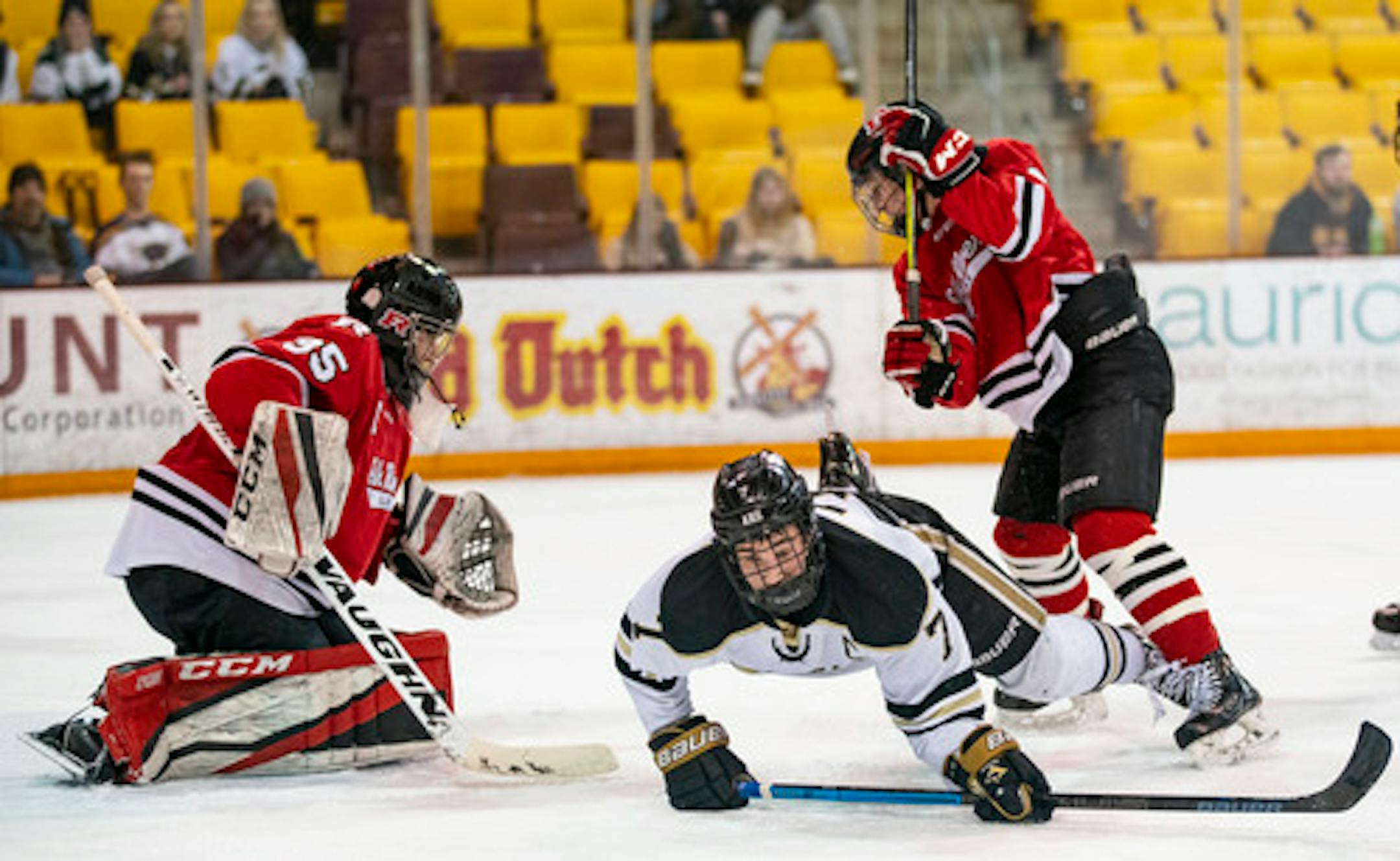 There were plenty of seats available at Duluth's Amsoil Arena for Thursday night's Class 2A, Section 7 final between Andover and Elk River.