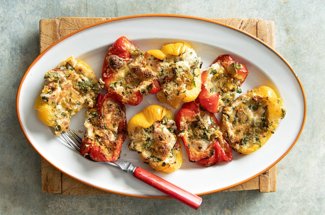 The key to making Stuffed Spicy-Sweet Peppers is to roast the peppers first.