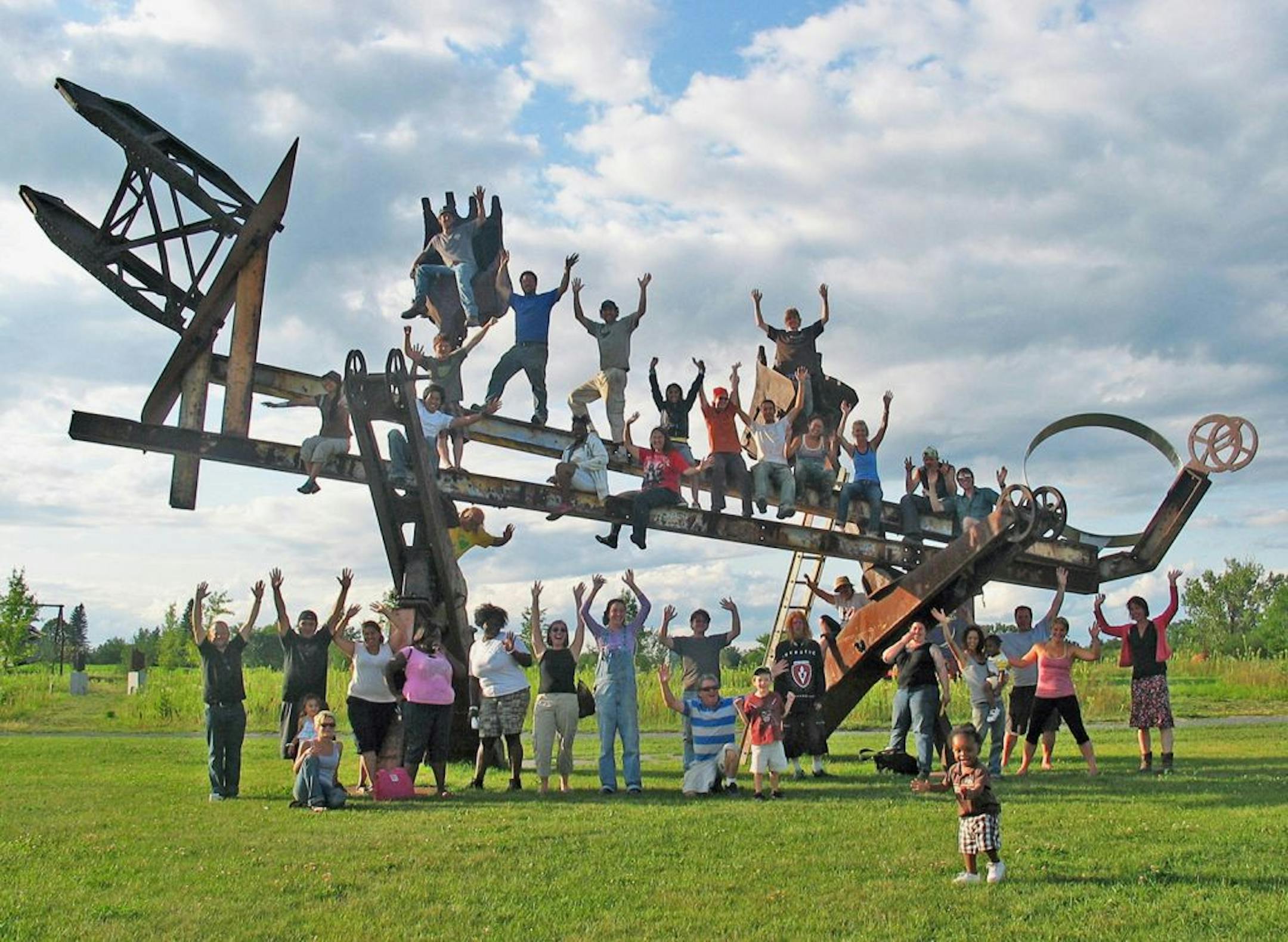 Mark diSuvero's sculpture "Johnny Appleseed."