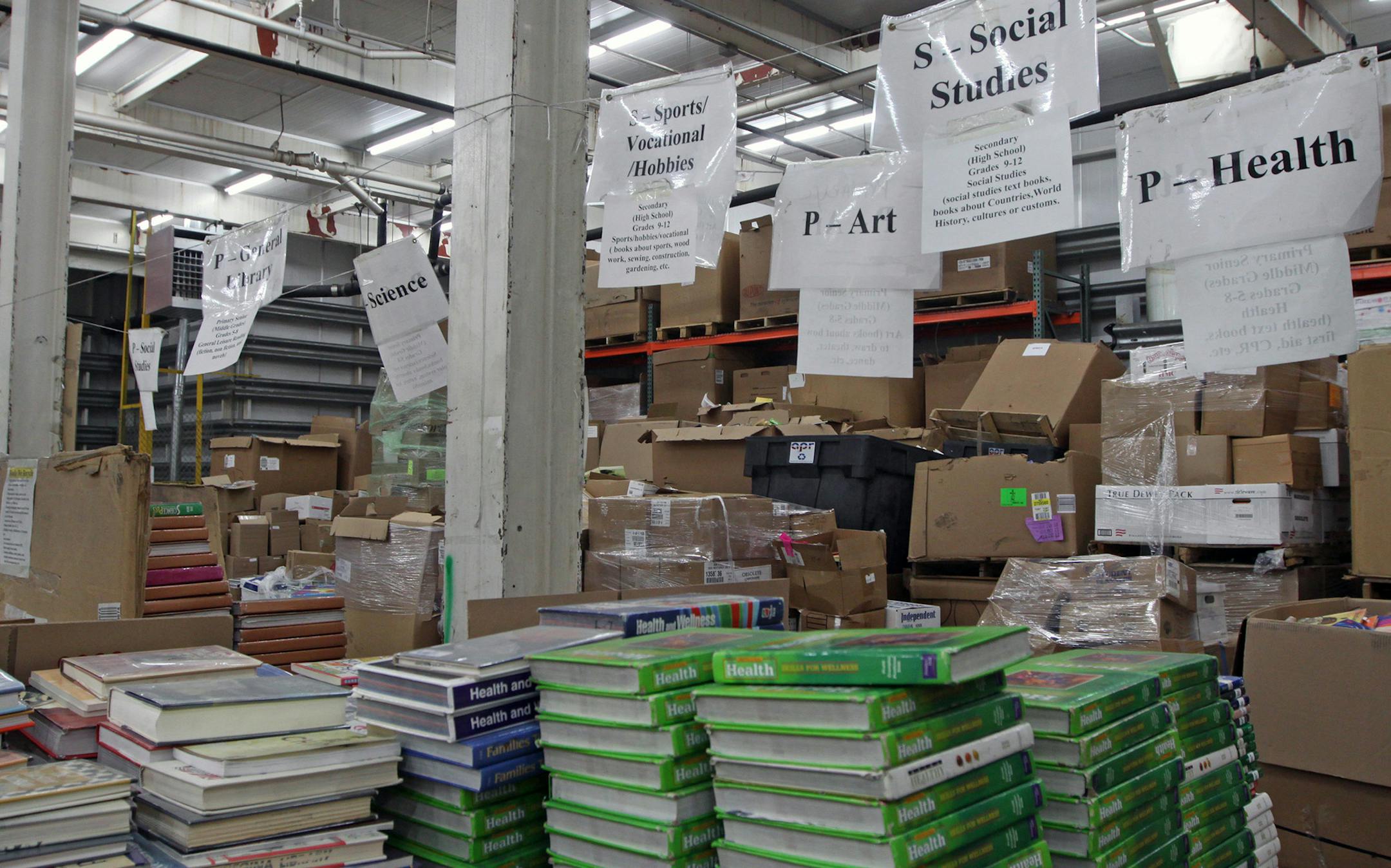 A Books for Africa distribution warehouse in St. Paul (2012 photo)