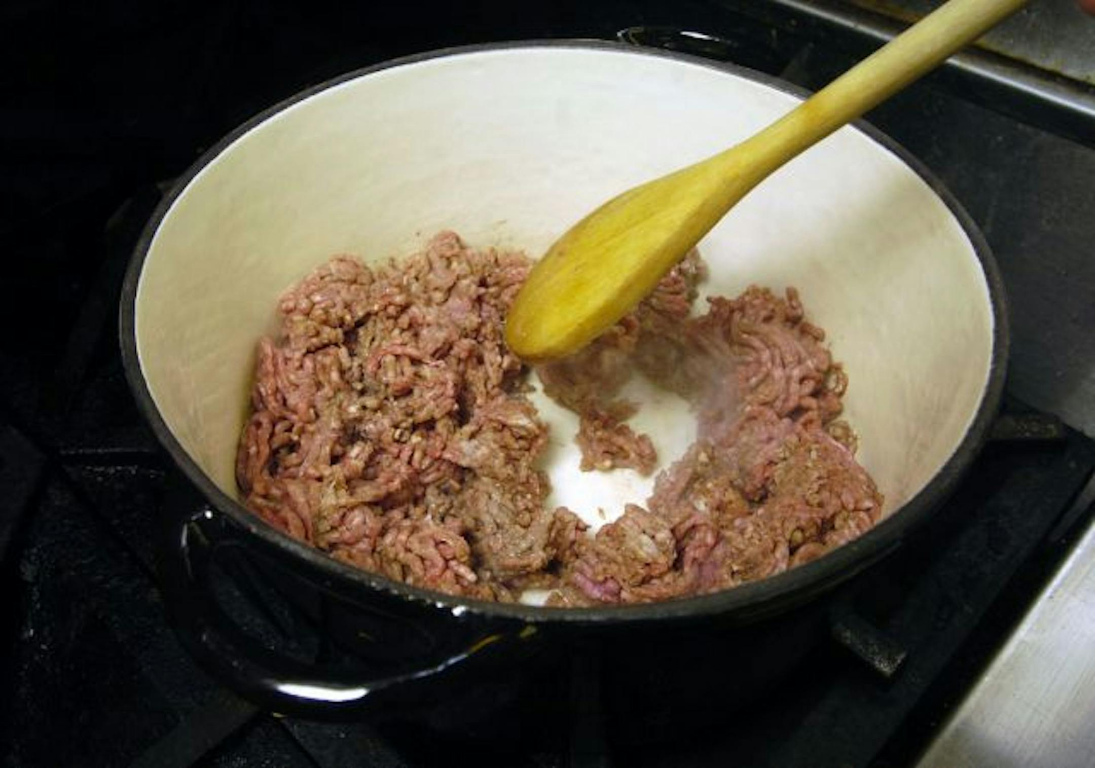 Shepherd's pie, originally considered a peasant's dish, began as a one-pot meal that would be made with leftovers such as a Sunday pot roast or leg of lamb. Today, it is made in a variety of ways with different cheeses and meats. First step: Brown the ground beef.