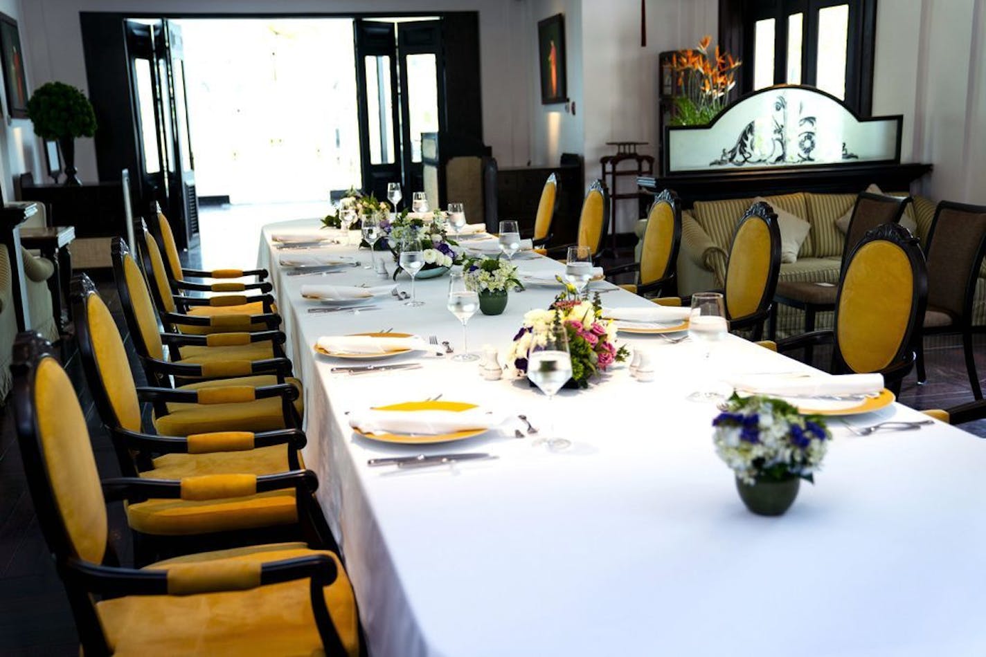 The table at the Metropole Hotel where President Donald Trump and North Korean leader Kim Jong-un were to have lunch on Thursday, Feb. 28, 2019, before the meal was canceled. The talks ended early with the announcement that no deal had been reached.