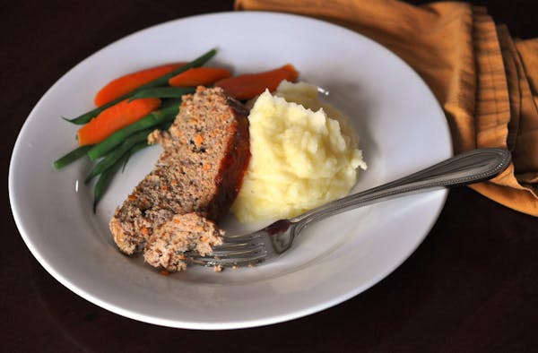 Old-fashioned turkey meatloaf with buttermilk mashed potatoes.