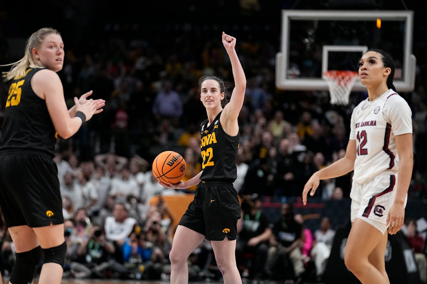 Iowa's Caitlin Clark scored 41 points to lead the Hawkeyes to the national championship game.