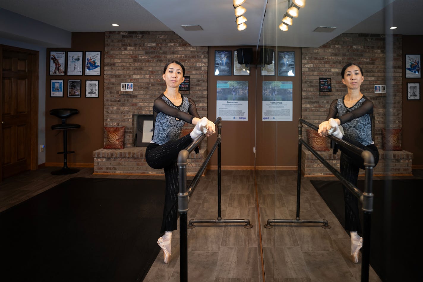 Yuki Tokuda stands in the dance studio of her home in Burnsville, Minn., on Thursday, Sept. 28, 2023. ] SHARI L. GROSS • shari.gross@startribune.com