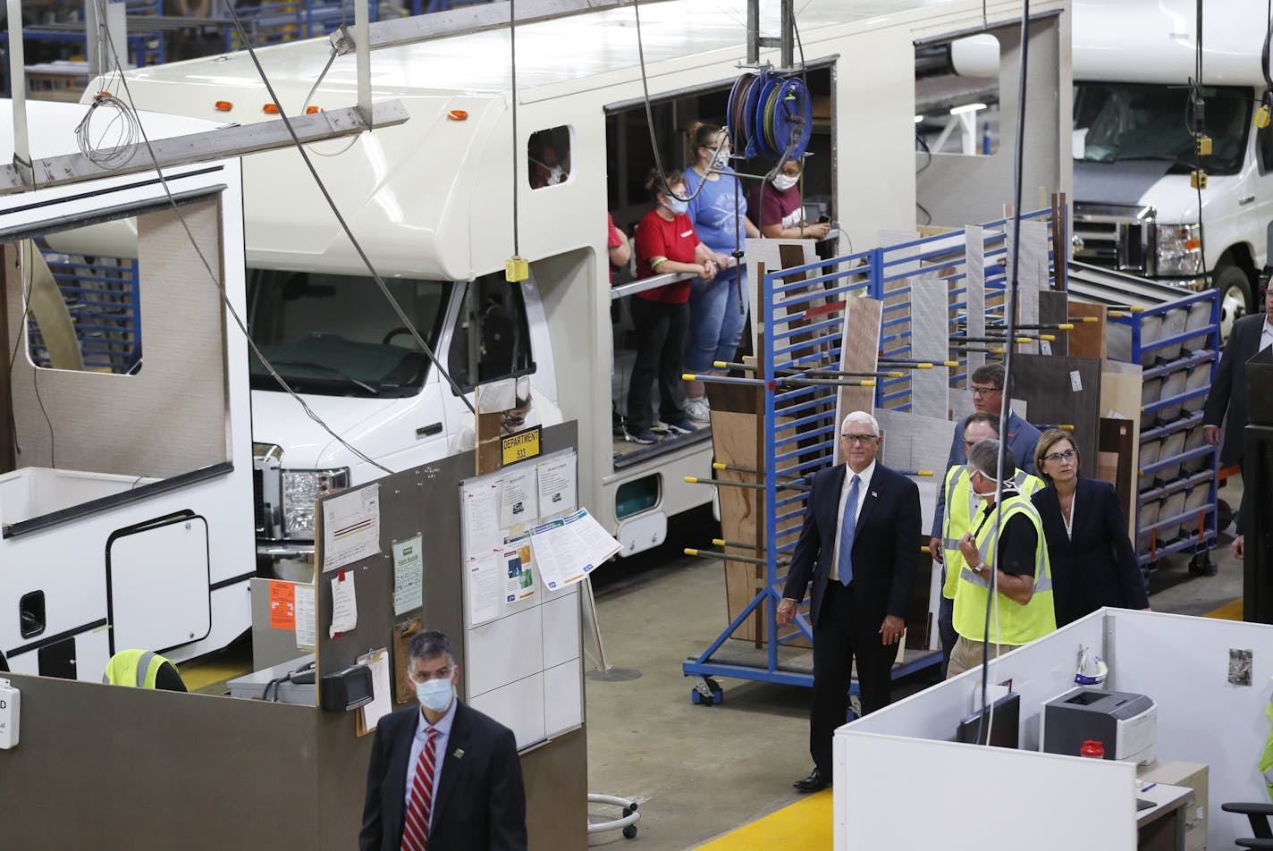 Vice President Mike Pence toured Winnebago Industries' factory in Forest City, Iowa, in June.