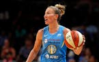 Chicago Sky guard Courtney Vandersloot (22) is shown in action against the Atlanta Dream in the second half of a WNBA basketball game Tuesday, Aug. 20