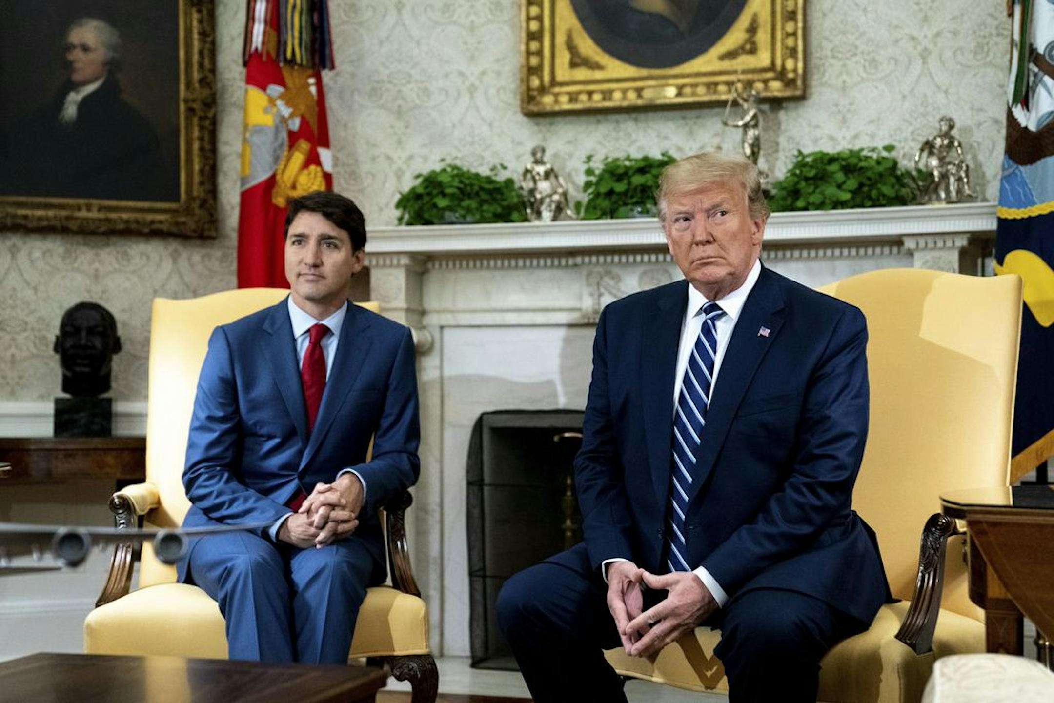 President Donald Trump met with Prime Minister Justin Trudeau of Canada in the Oval Office today.