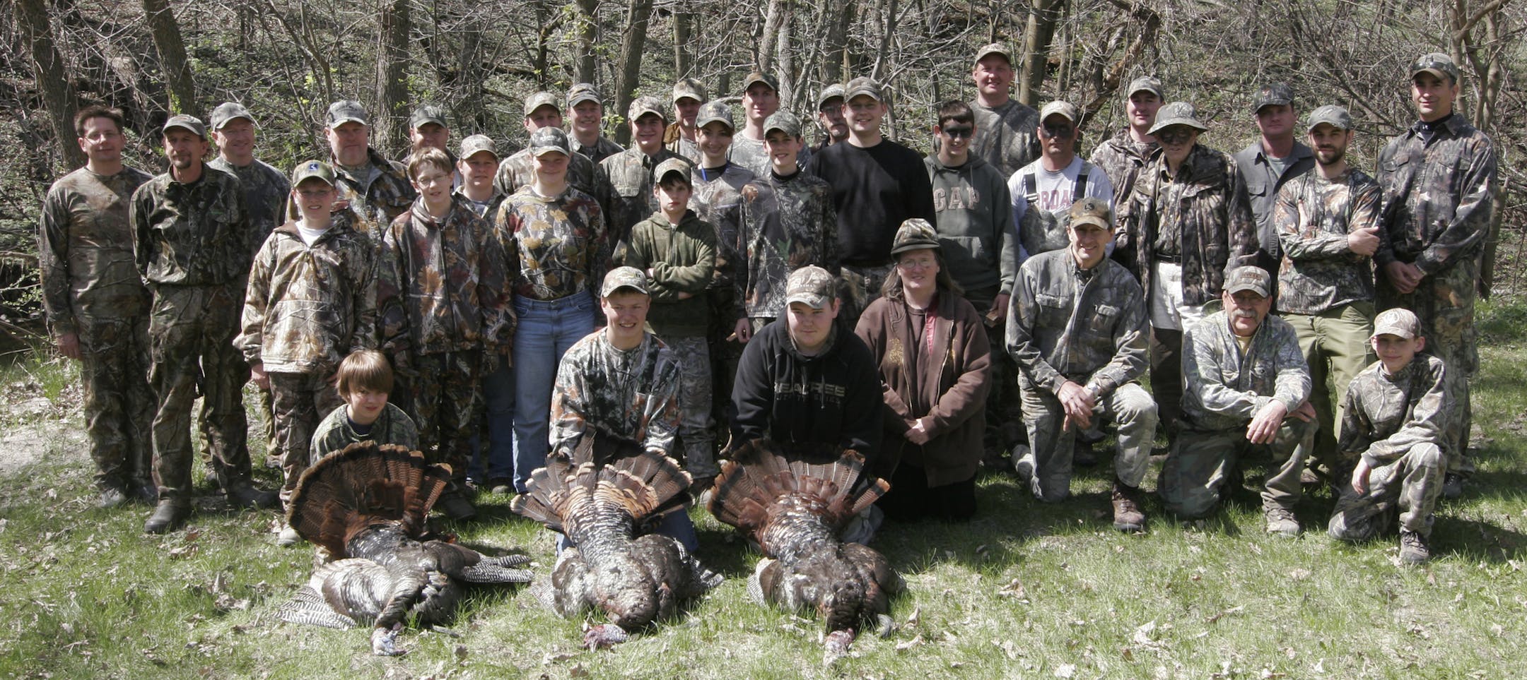 Young turkey hunters gathered with their mentors and parents on a youth turkey outing near Redwood Falls in 2010. A question being asked: How many of those youngsters have bought a hunting license since?
