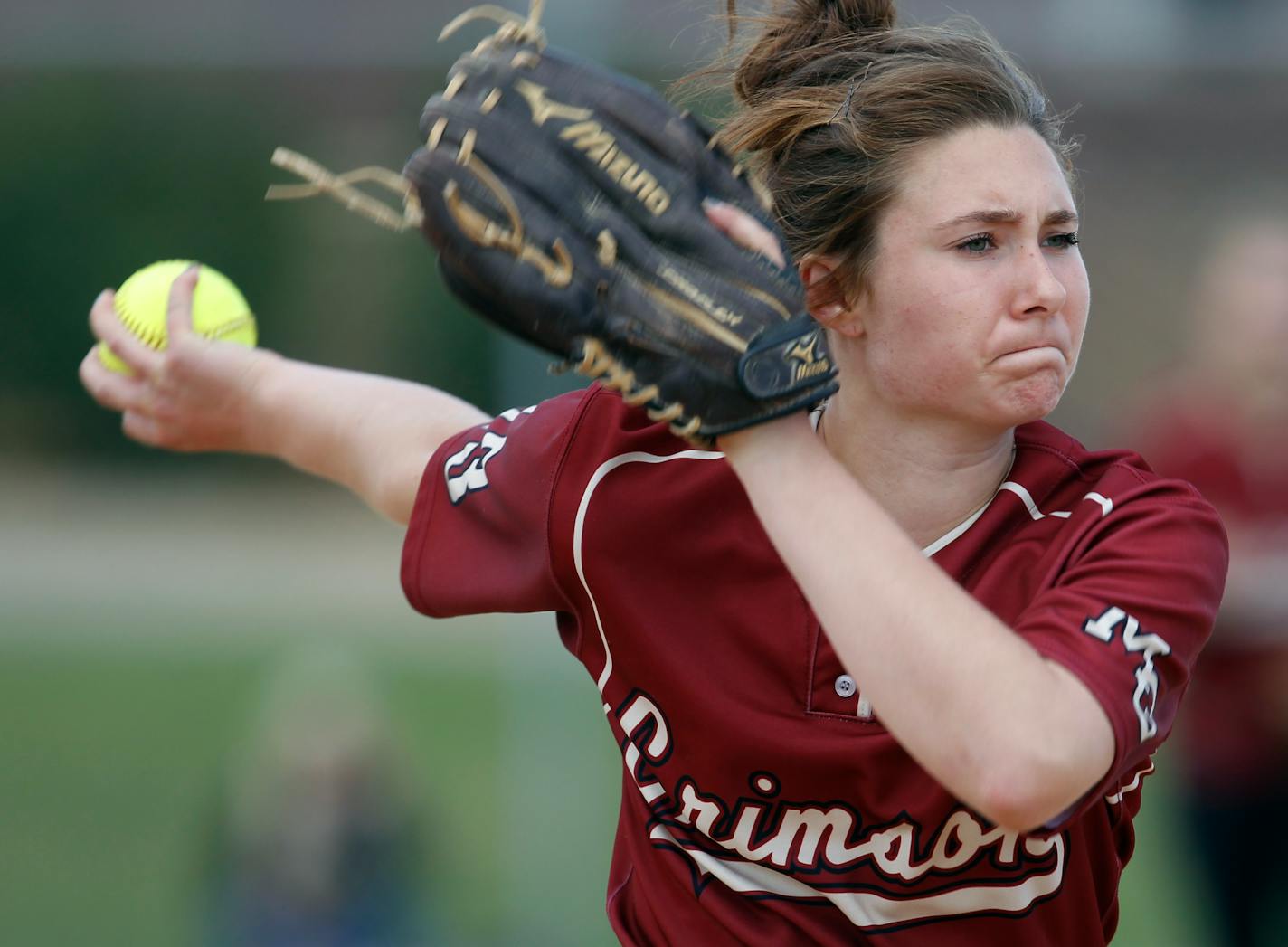 Maple Grove pitcher Cayli Sadler owns a 22-1 record this season, to go along with 255 strikeouts. Sadler is able to locate her pitches and has used her changeup to keep hitters off-balance all season in leading the Crimson to the state's No. 1 ranking.