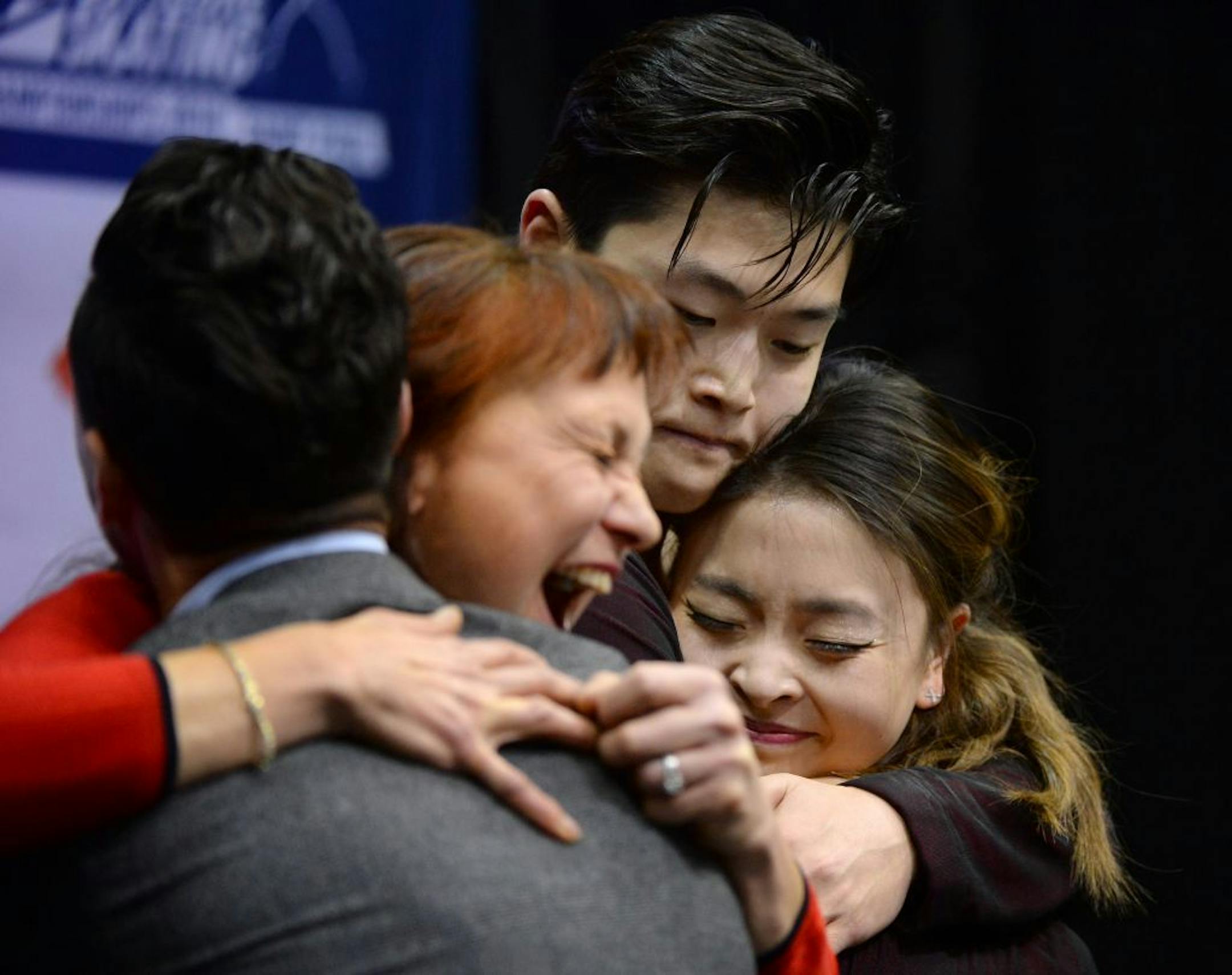 Maia Shibutani and Alex Shibutani reacted after the 115.47 score of their performance in the Championship Free Dance program Saturday night was announced. The Shibutanis won the overall dance championship with an overall score of 190.14.