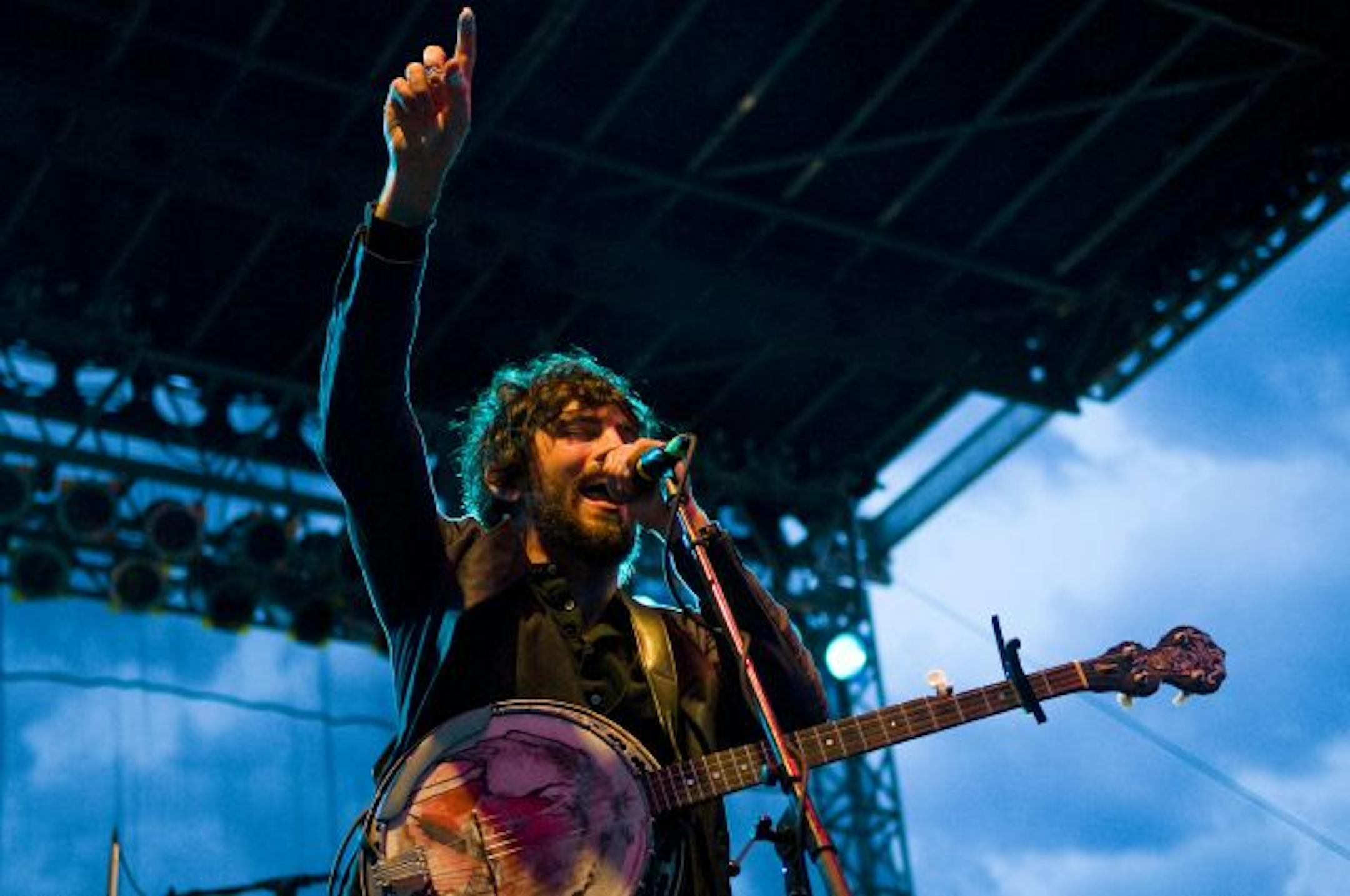 On Saturday night one of the lead singers of the Avett Brothers, Scott Avett rocks out with thousands of fans who gathered around the Basilica of St. Mary for the second night of the Basilica Block Party.