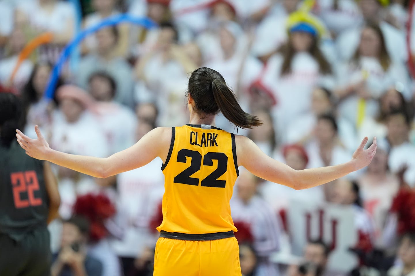 Iowa and Caitlin Clark played before a sellout crowd of 17,222 in a loss at Indiana on Feb. 22.