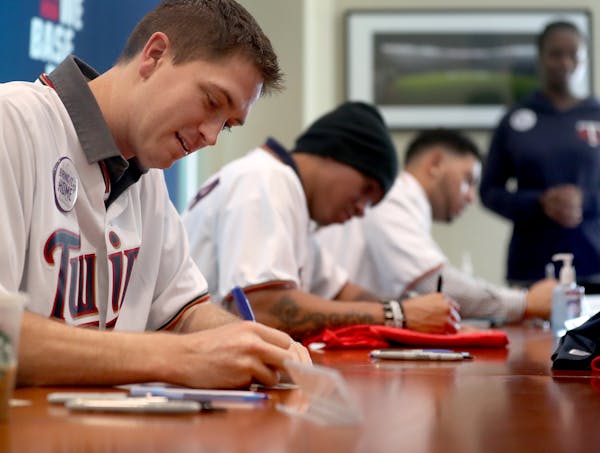 Big right-handed pitcher Kyle Gibson was on hand to sign autographs during Twinsfest Saturday, Jan. 20, 2018, at Target Field in Minneapolis, MN.] DAV