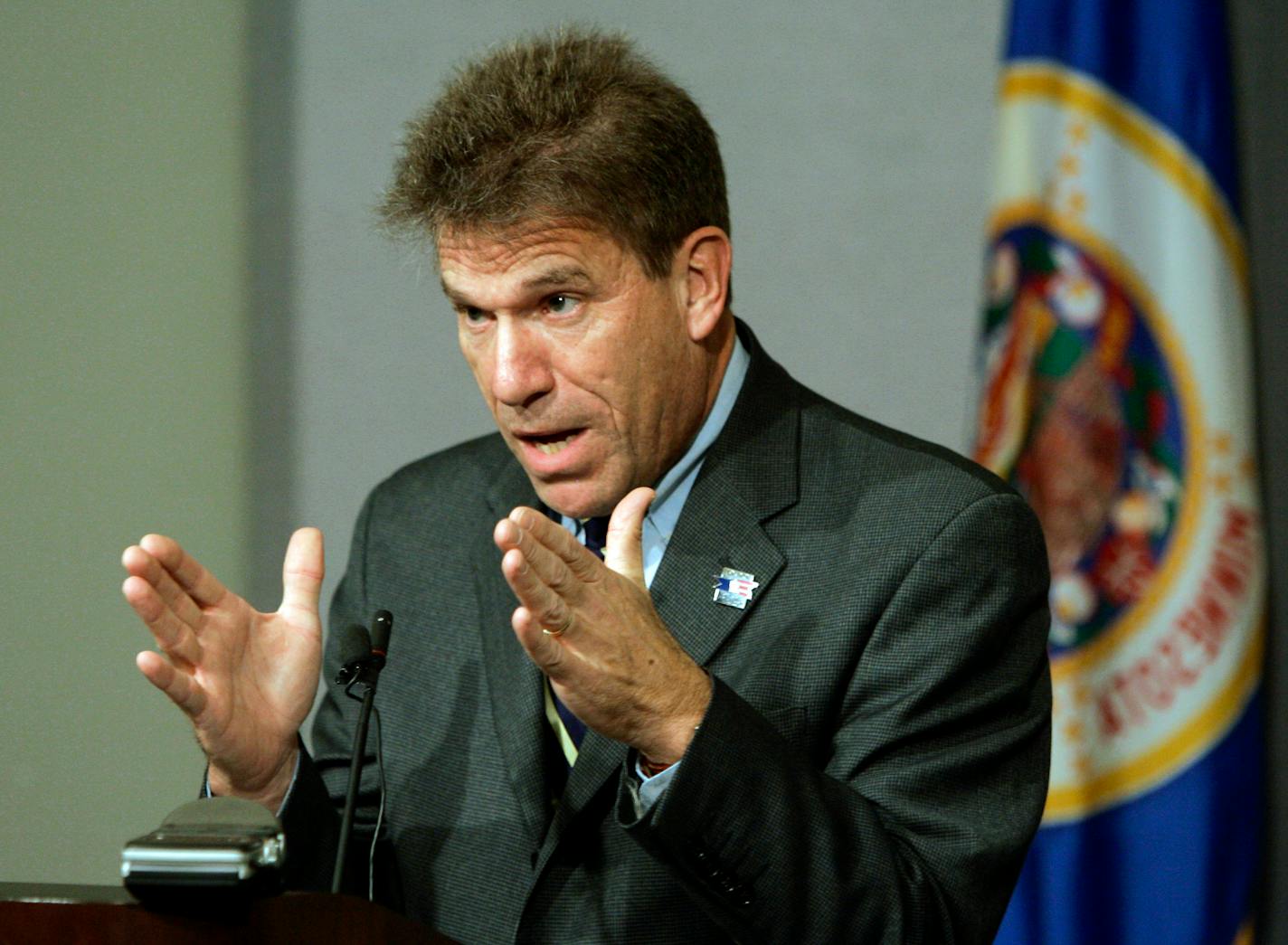 Minnesota Secretary of State Mark Ritchie outlines the procedure of a recount on the Minnesota's Senate race between incumbent Sen. Norm Coleman and Democrat Al Franken during a news conference Wednesday, Nov. 5, 2008 in St. Paul, Minn., where he also announced that Minnesotans cast a record number of ballots in Tuesday's election.