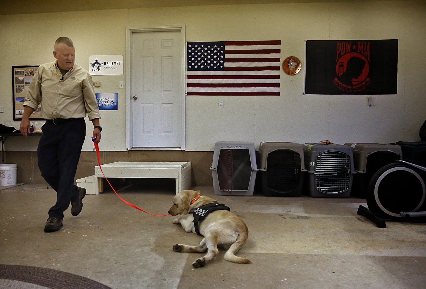 Trainer Sam Daly worked with a service dog named Mr. Fritz at BELIEVEVET in Northfield. ] JIM GEHRZ &#xef; james.gehrz@startribune.com / Northfield, MN / August 19, 2015 / 10:00 AM &#xf1; BACKGROUND INFORMATION: Sam Daly had a successful and lucrative career training hunting dogs at his Northfield kennel. He also was a contractor who went twice to Afghanistan to train dogs to detect explosives. When he returned home, the experience was an epiphany. Now Daly has given up the hunting training and