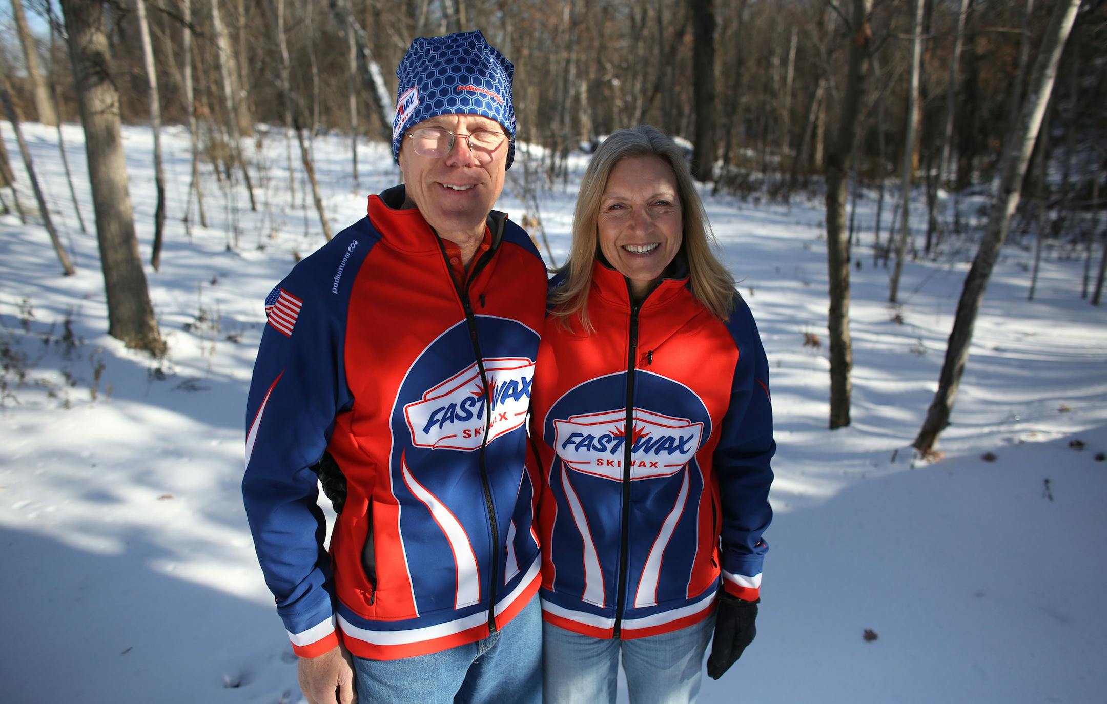 Dan and Rosie Meyer stood in their backyard at home where they have their business, Fast Wax. ] (KYNDELL HARKNESS/STAR TRIBUNE) kyndell.harkness@startribune.com Fast Wax, a Lake Elmo ski wax company that makes wax for the U.S. Olympic ski team among others in Lake Elmo , Min., Tuesday, November 19, 2014.