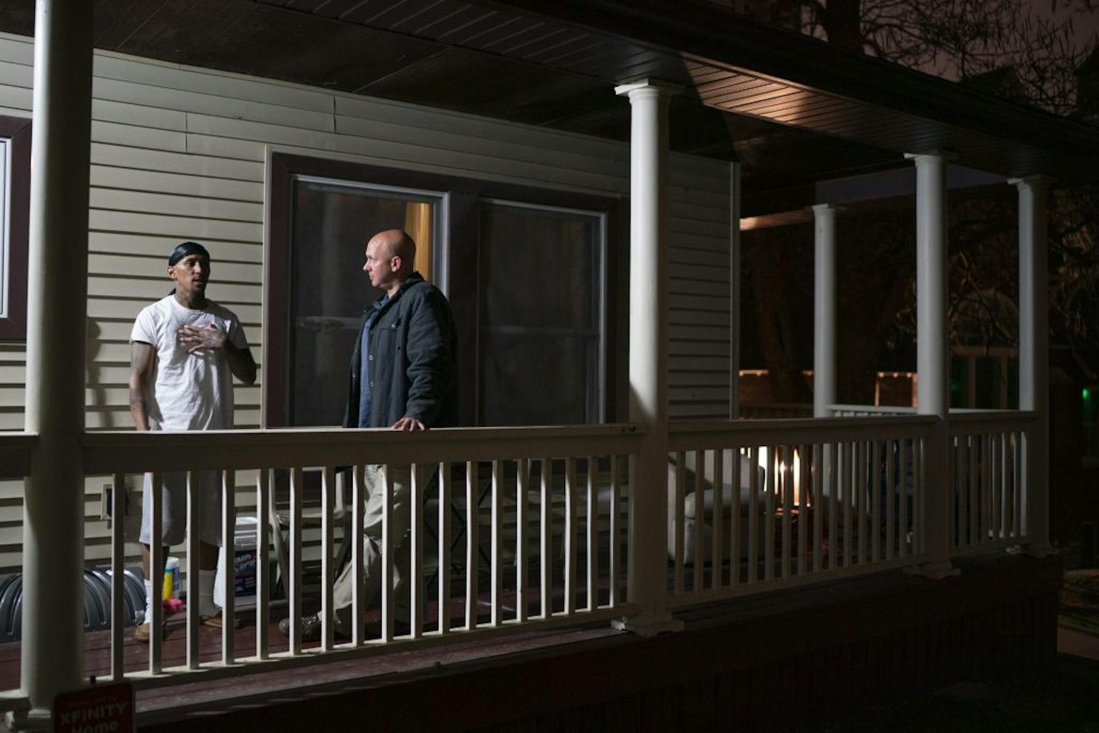 Former prison inmate Orlando talked with ISR Agent Ricardo Defiel on the porch of his family's Minneapolis home. Orlando was facing a challenge with one of his kids and he and Defiel talked about different approaches he might take to achieve the outcome he was looking for.