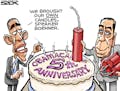 Sack cartoon: An occasion for Obamacare