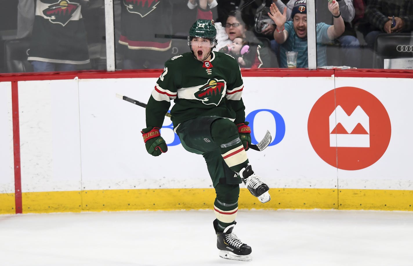 Minnesota Wild left wing Kevin Fiala (22) celebrated his first period goal against the Nashville Predators. ] Aaron Lavinsky &#x2022; aaron.lavinsky@startribune.com The Minnesota Wild played the Nashville Predators on Tuesday, March 3, 2020 at the Xcel Energy Center in St. Paul, MInn.