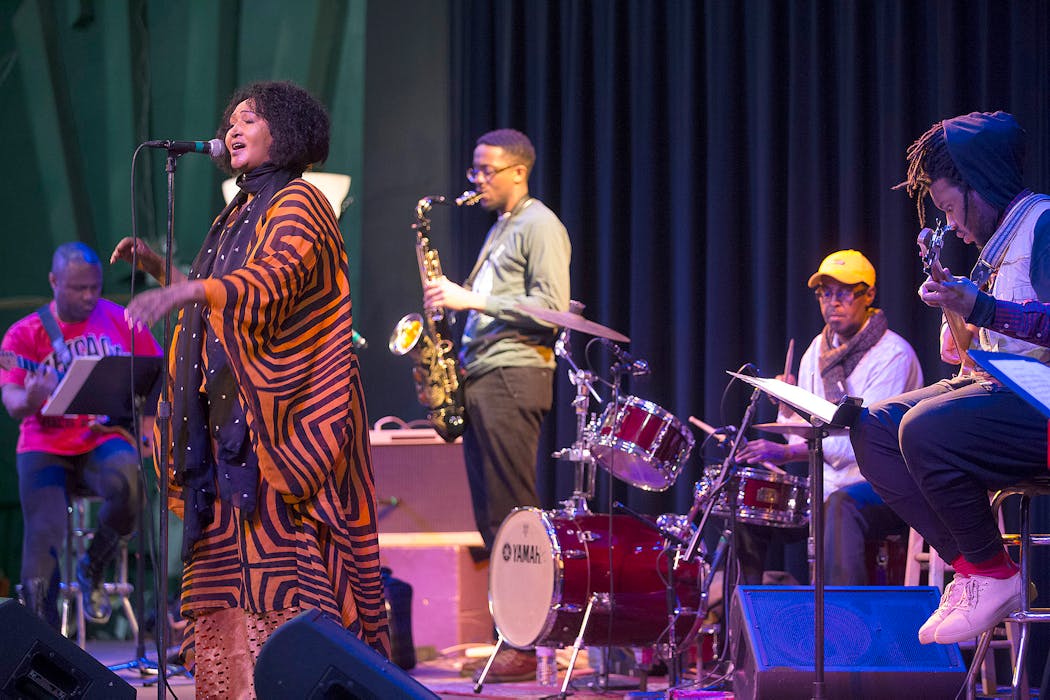 The Cedar’s spacious stage and dance floor provided ample room for Somali singer Nimco Yasin and her band during the Midnimo series in 2017.