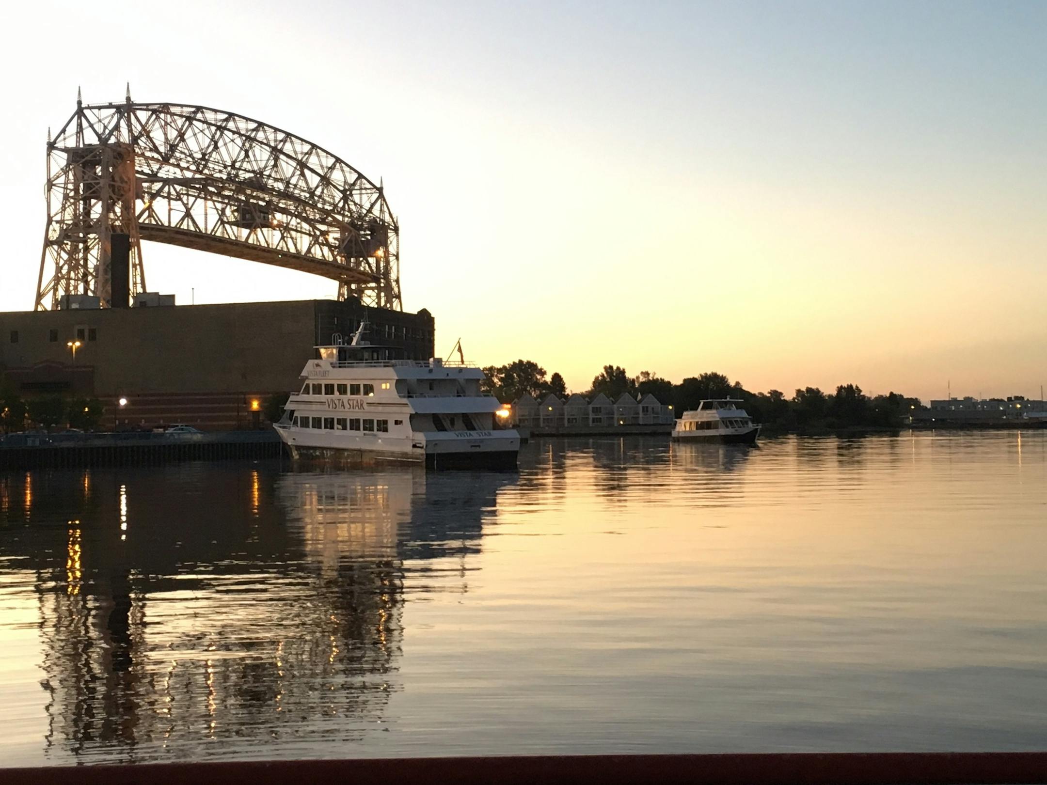 The Vista Star, on the left, and the Vista Queen, right, were unmoored and unmanned in Duluth Harbor about 6:30 a.m. Thursday.