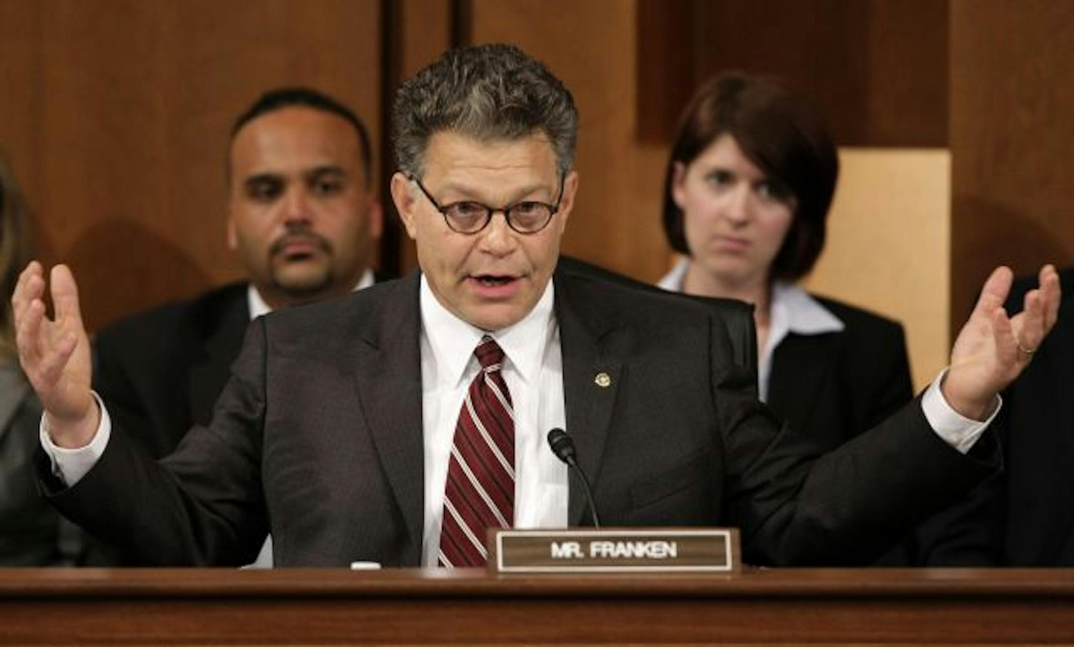 Senate Judiciary Committee member Sen. Al Franken, D-Minn., questions Supreme Court nominee Sonia Sotomayor on Capitol Hill in Washington, Wednesday July 15, 2009, during her confirmation hearing before the committee.