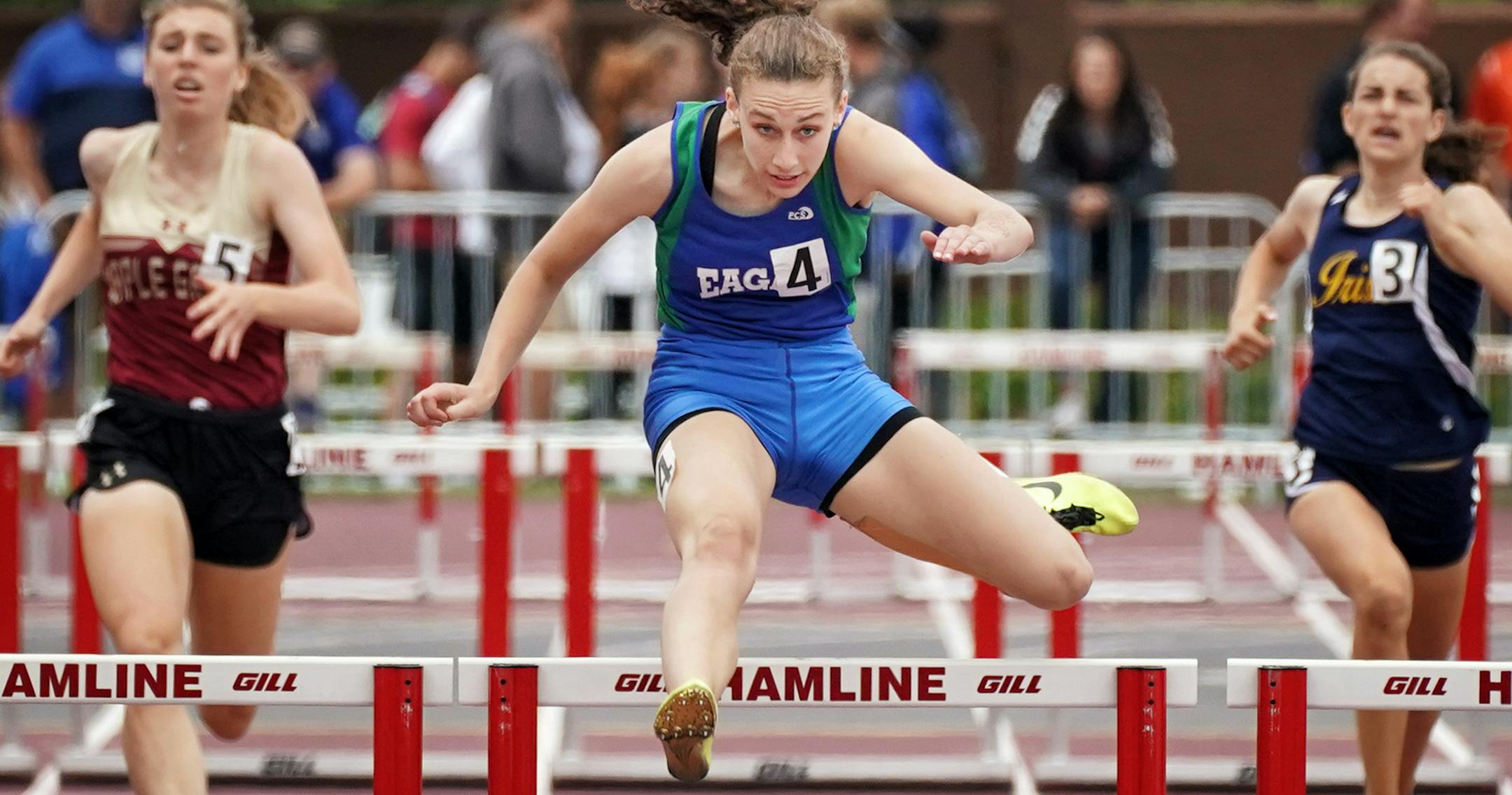 Natalie Windels of Eagan placed first in the preliminaries of the Girls AA 300 Meter Hurdles. ] GLEN STUBBE ï glen.stubbe@startribune.com Friday, June 8, 2018 2018 State Boys and Girls Track and Field meet at Hamline University.