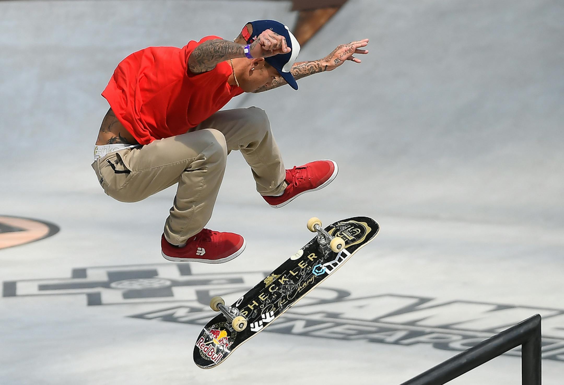 X Games veteran Ryan Sheckler performed a 360 flip during the X Games street qualifiers Friday. ] AARON LAVINSKY • aaron.lavinsky@startribune.com The X Games were held Friday, July 14, 2017 at US Bank Stadium in Minneapolis, Minn.
