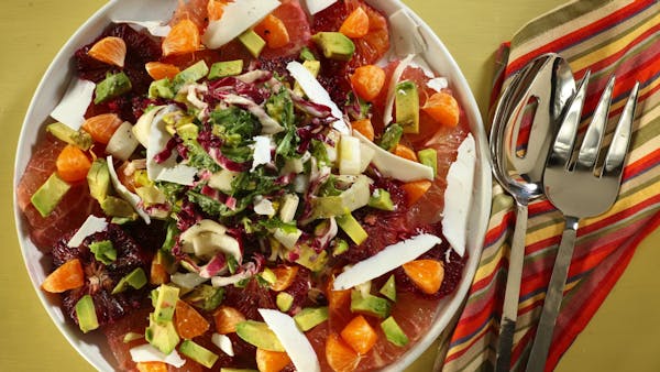 A mix of grapefruit, blood oranges and mandarins forms the base for this salad, while endive and radicchio provide contrasting bitterness.