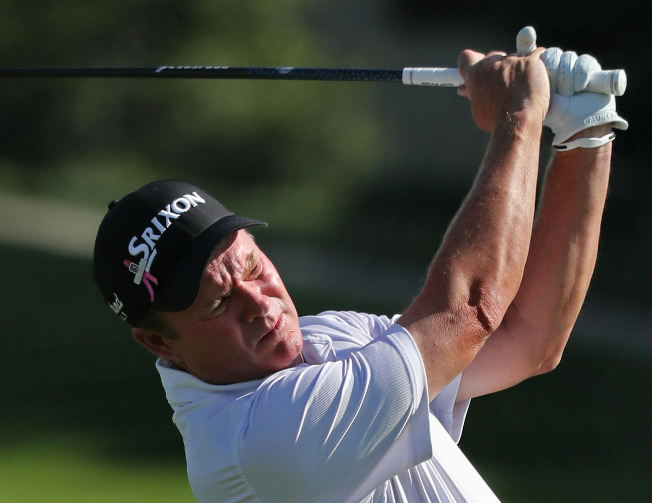 Joe Durant tee off in the playoff.]The 2016 3M Championshionship Tournament features the returning champion Kenny Perry, former champion Bernhard Langer, and for the first time John Daly. Richard Tsong-taatarii@startribune.com