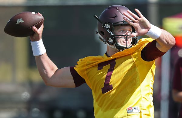 Minnesota Gophers quarterback Mitch Leidner took to the field for the second day of practice, Saturday, August 6, 2016 at Bierman Field in Minneapolis