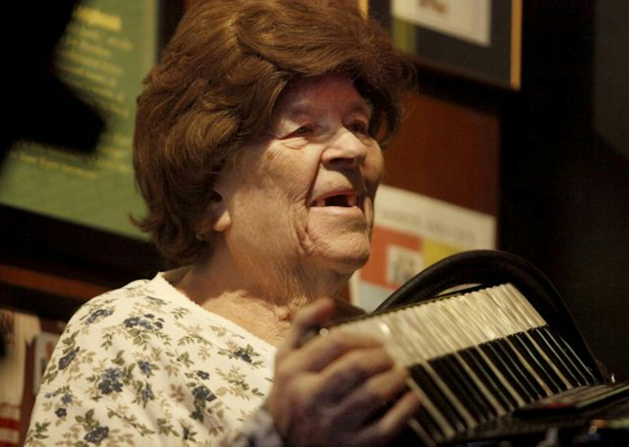 Ruth Adams of the World's Most Dangerous Polka Band performs on accordian her weekly gig at Nye's in December of 2010.