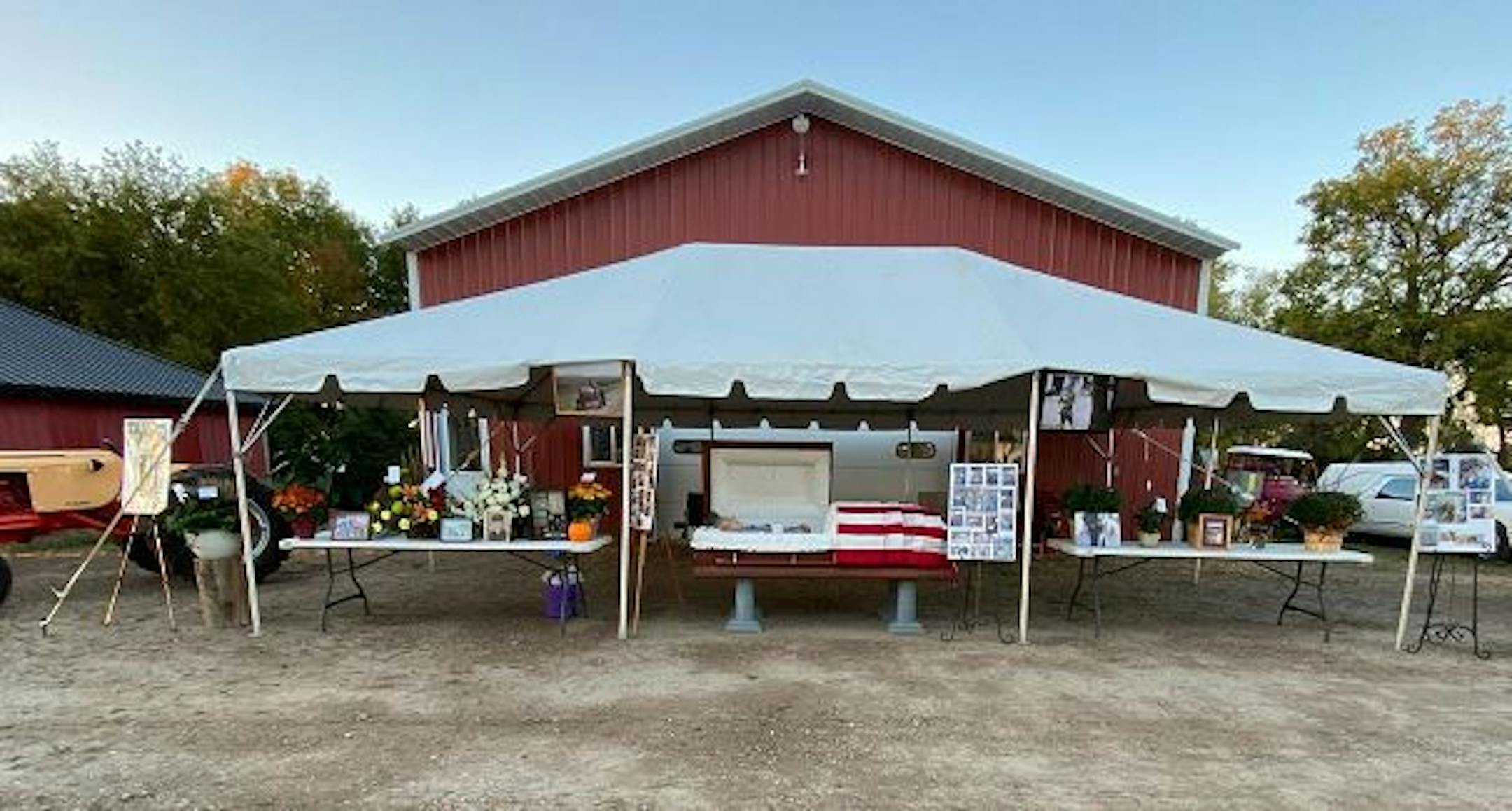 An outdoor visitation was staged for Robert Mennen soon after his death.