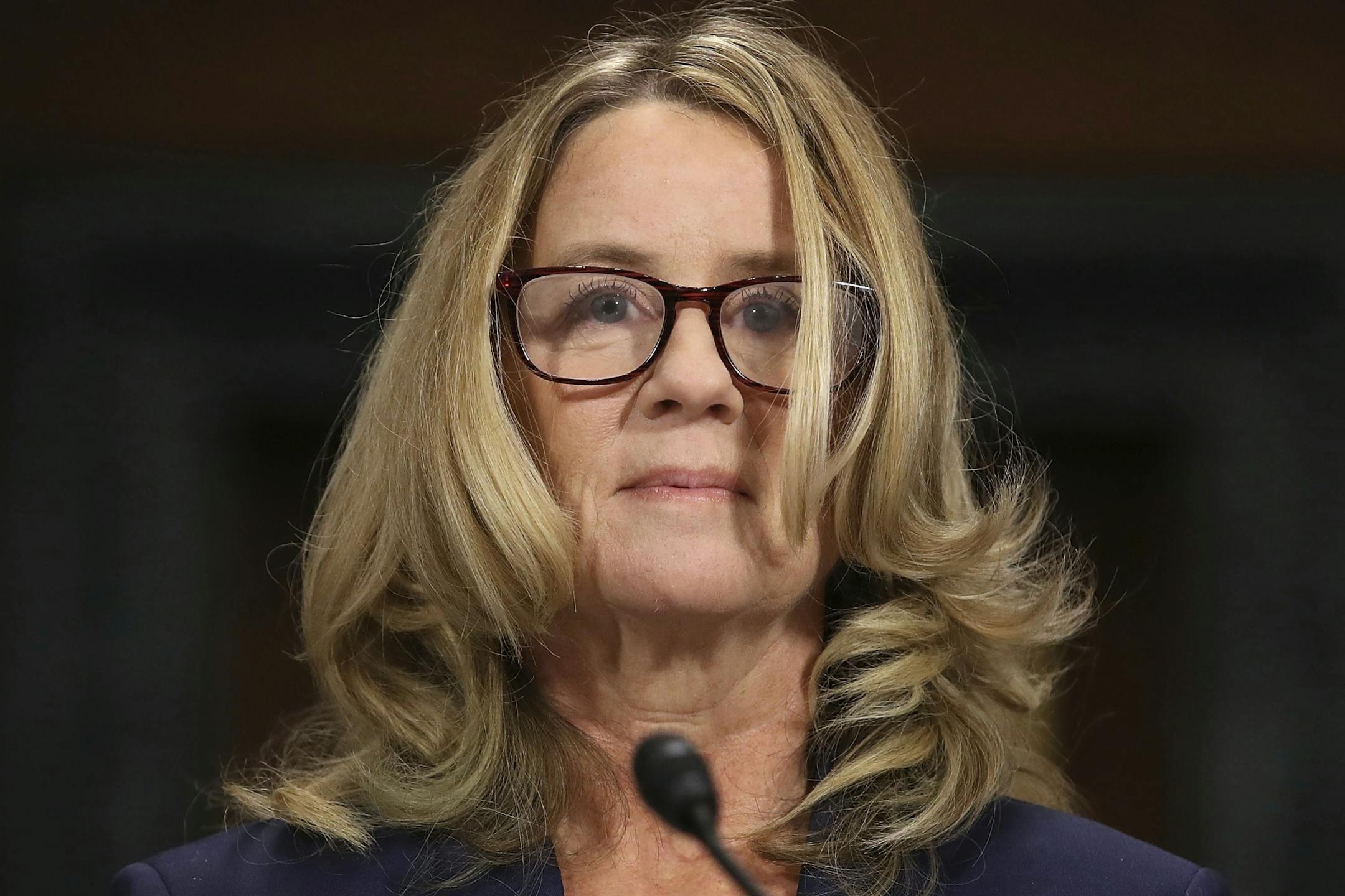 Christine Blasey Ford prepares to testify before the Senate Judiciary Committee, Thursday, Sept. 28, 2018 in Washington. The Senate Judiciary Committee will hear from Supreme Court nominee Brett Kavanaugh and Christine Blasey Ford, the woman who says he sexually assaulted her.