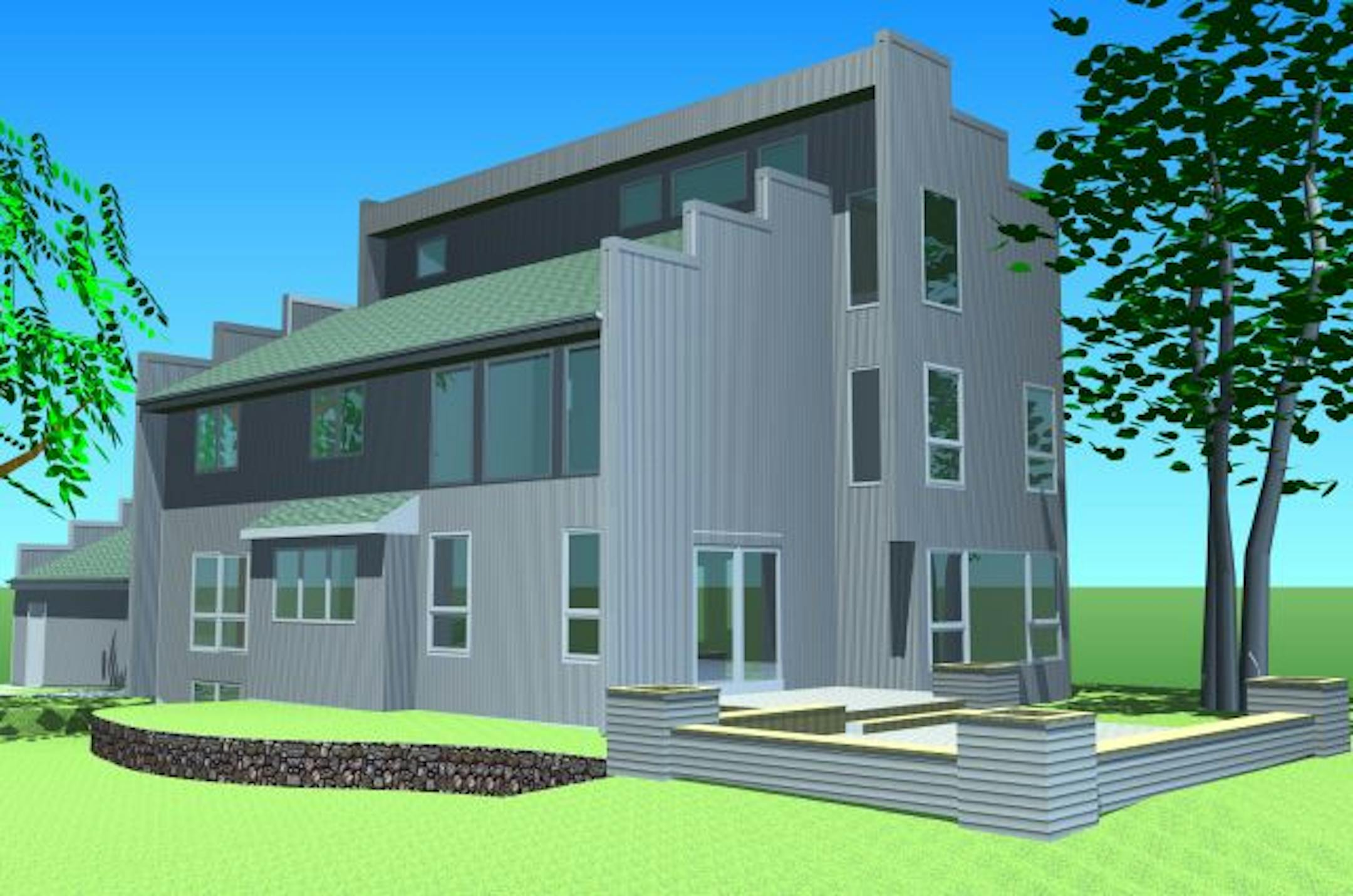 A computer simulation shows how a Golden Valley home would look after being re-sided with a corrugated steel product.