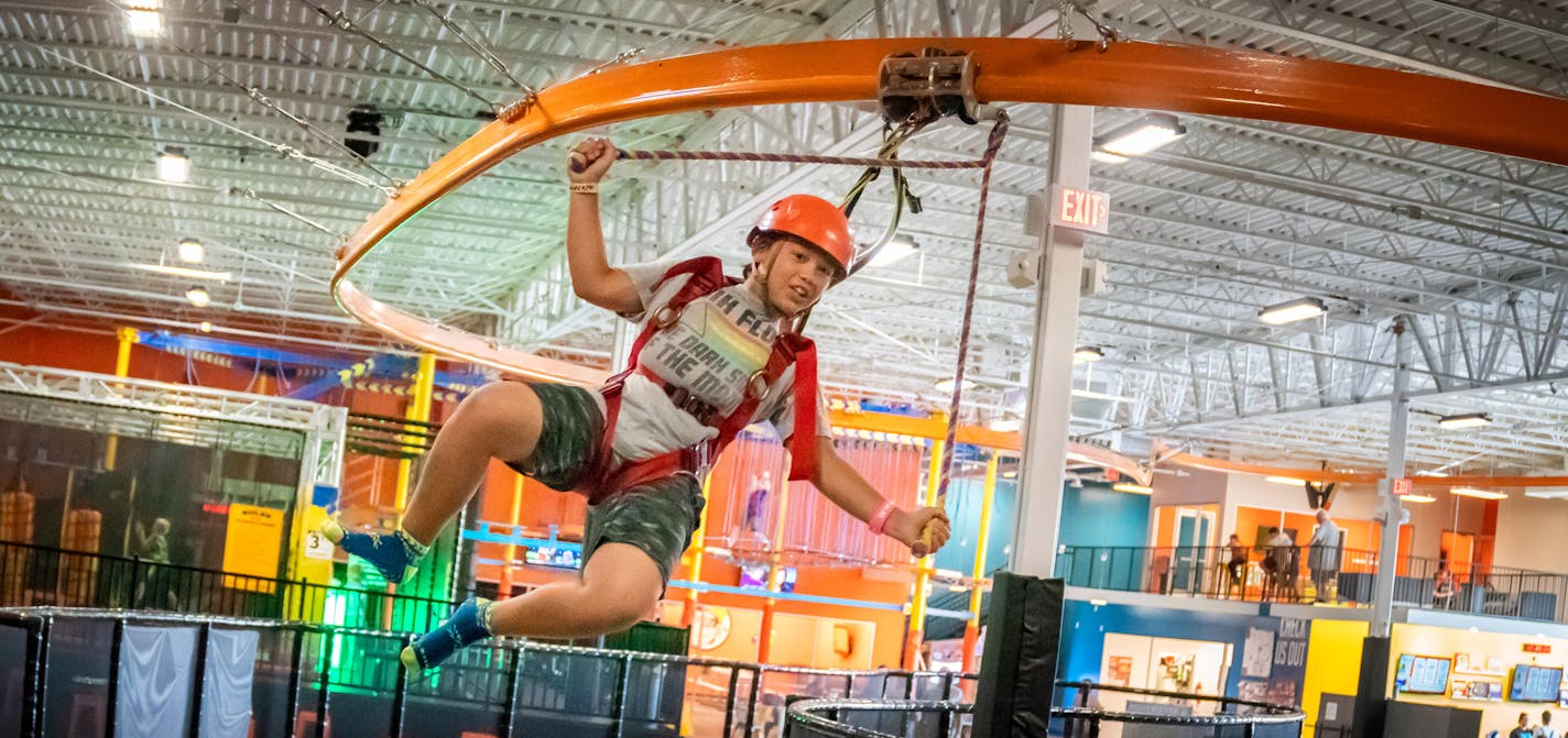 A visitor took a spin on the Sky Coaster at Urban Air Adventure Park in Coon Rapids. The building once was a Sports Authority store.