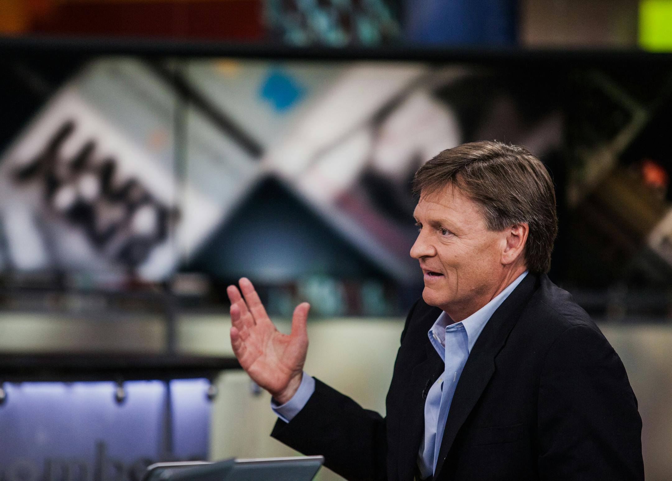 Michael Lewis, author of "Flash Boys," speaks during a Bloomberg Television interview in New York, U.S., on Wednesday, April 2, 2014. Lewis and Brad Katsuyama, chief executive officer of IEX Group Inc., discussed high-frequency trading and the structure of the U.S. equity market. Photographer: Chris Goodney/Bloomberg *** Local Caption *** Michael Lewis
