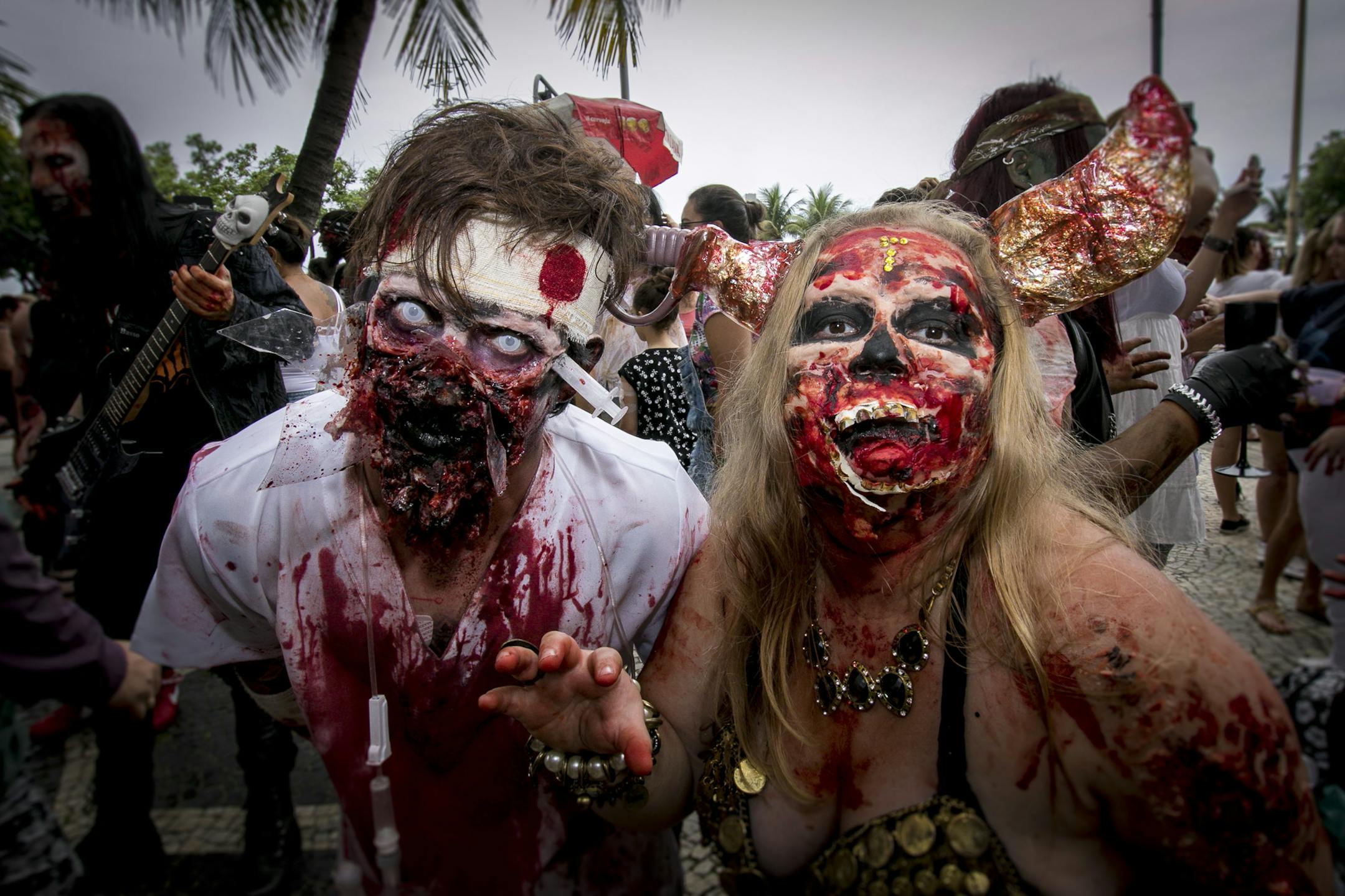 The Zombie Walk, a march consisting of a large group of people who dress zombies in Rio de Janeiro, Brazil, on Nov. 2, 2018.