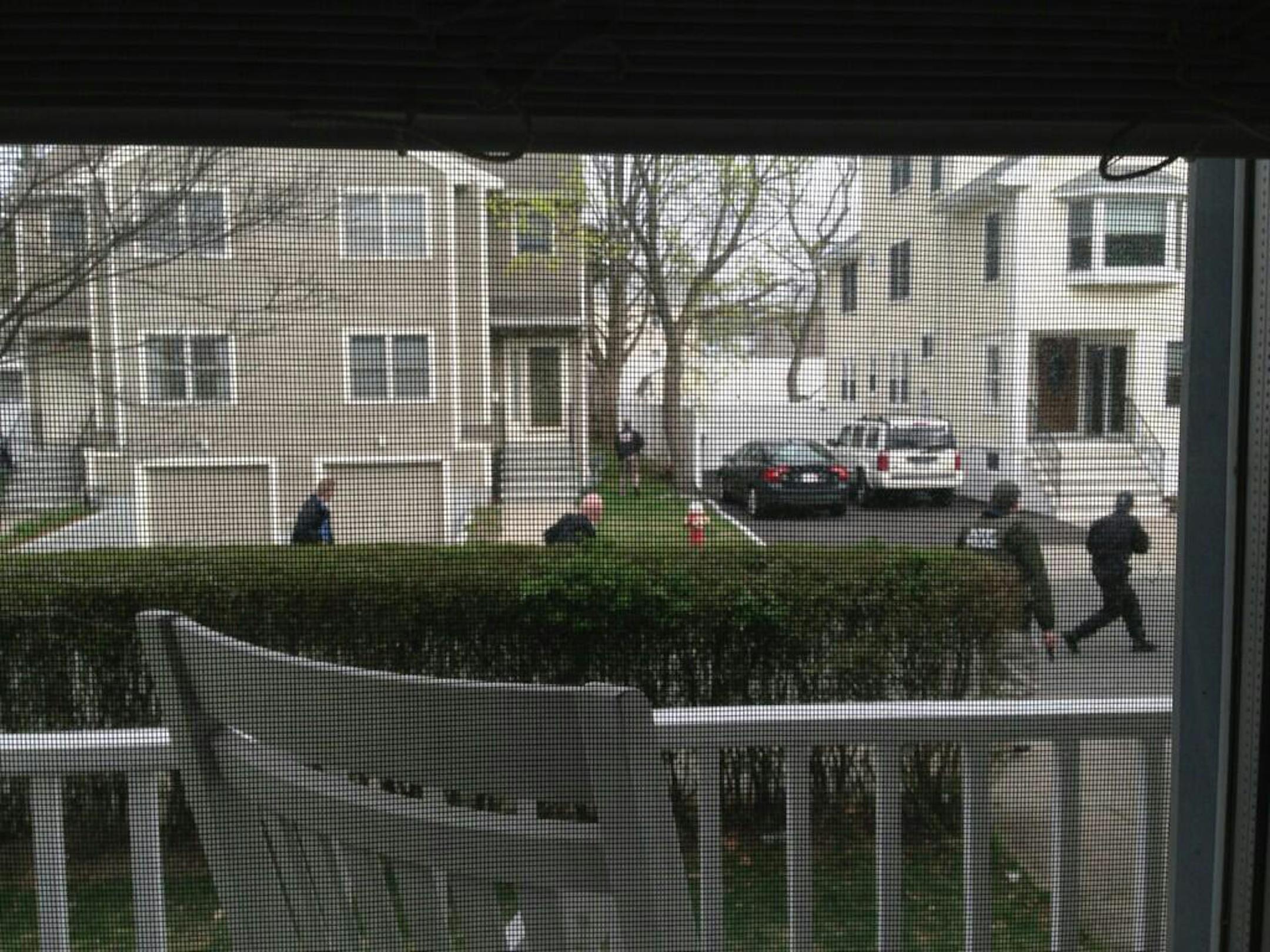 Witness Andrew Kitzenberg, an Edina native who lives in Watertown, Mass., posted this photo to his Twitter account with the caption: Officer are searching on Oak St. just a block from Laurel St.
