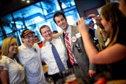 Jeff Johnson greeted supporters at a fundraiser at the Day Block Brewing Co in Minneapolis. July 8, 2014 ] GLEN STUBBE * gstubbe@startribune.com